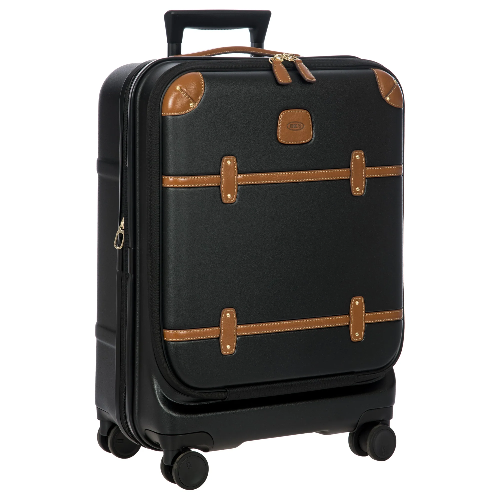 Brics Bellagio - 4-Rollen-Kabinentrolley mit Vortasche 55 cm erw. recycelt (black/tan) - Image 6