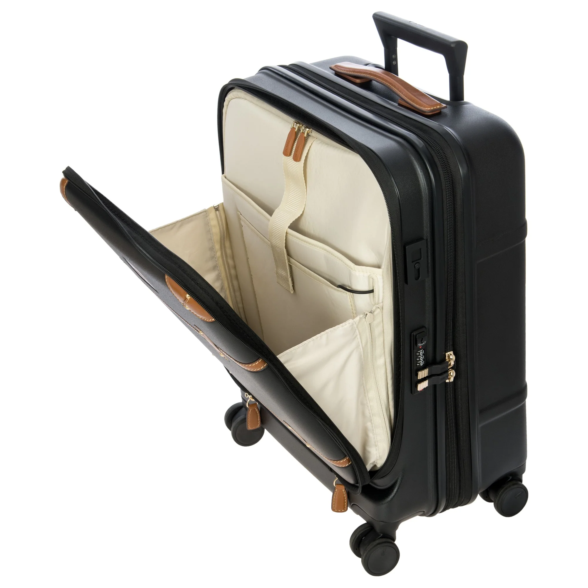 Brics Bellagio - 4-Rollen-Kabinentrolley mit Vortasche 55 cm erw. recycelt (black/tan) - Image 7