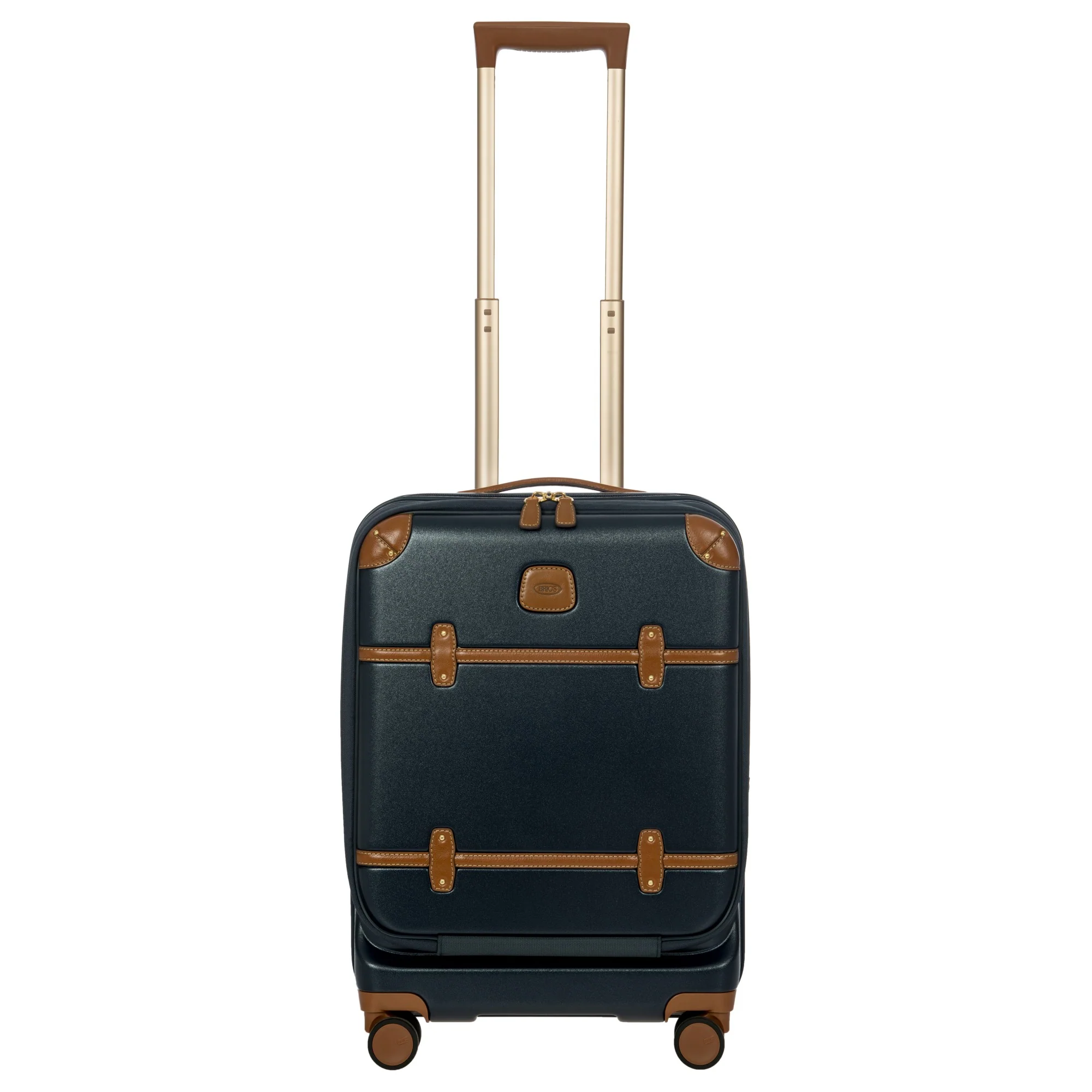 Brics Bellagio - 4-Rollen-Kabinentrolley mit Vortasche 55 cm erw. recycelt (blue/tan)
