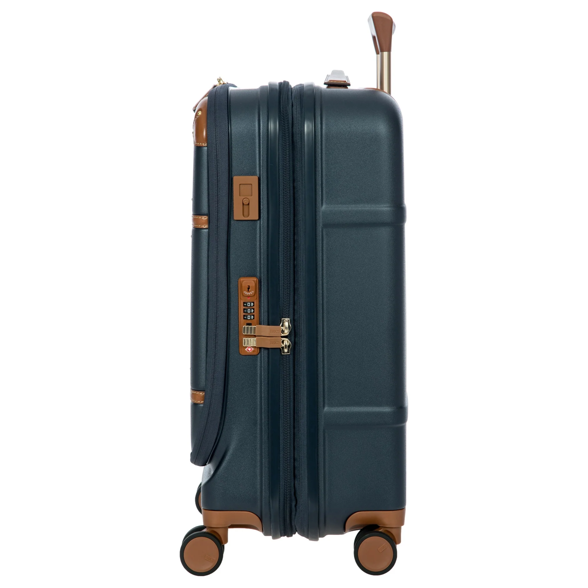 Brics Bellagio - 4-Rollen-Kabinentrolley mit Vortasche 55 cm erw. recycelt (blue/tan) - Image 4