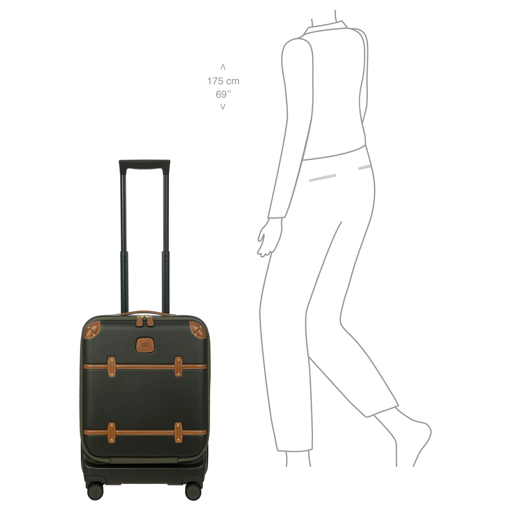 Brics Bellagio - 4-Rollen-Kabinentrolley mit Vortasche 55 cm erw. recycelt (olive) - Image 10