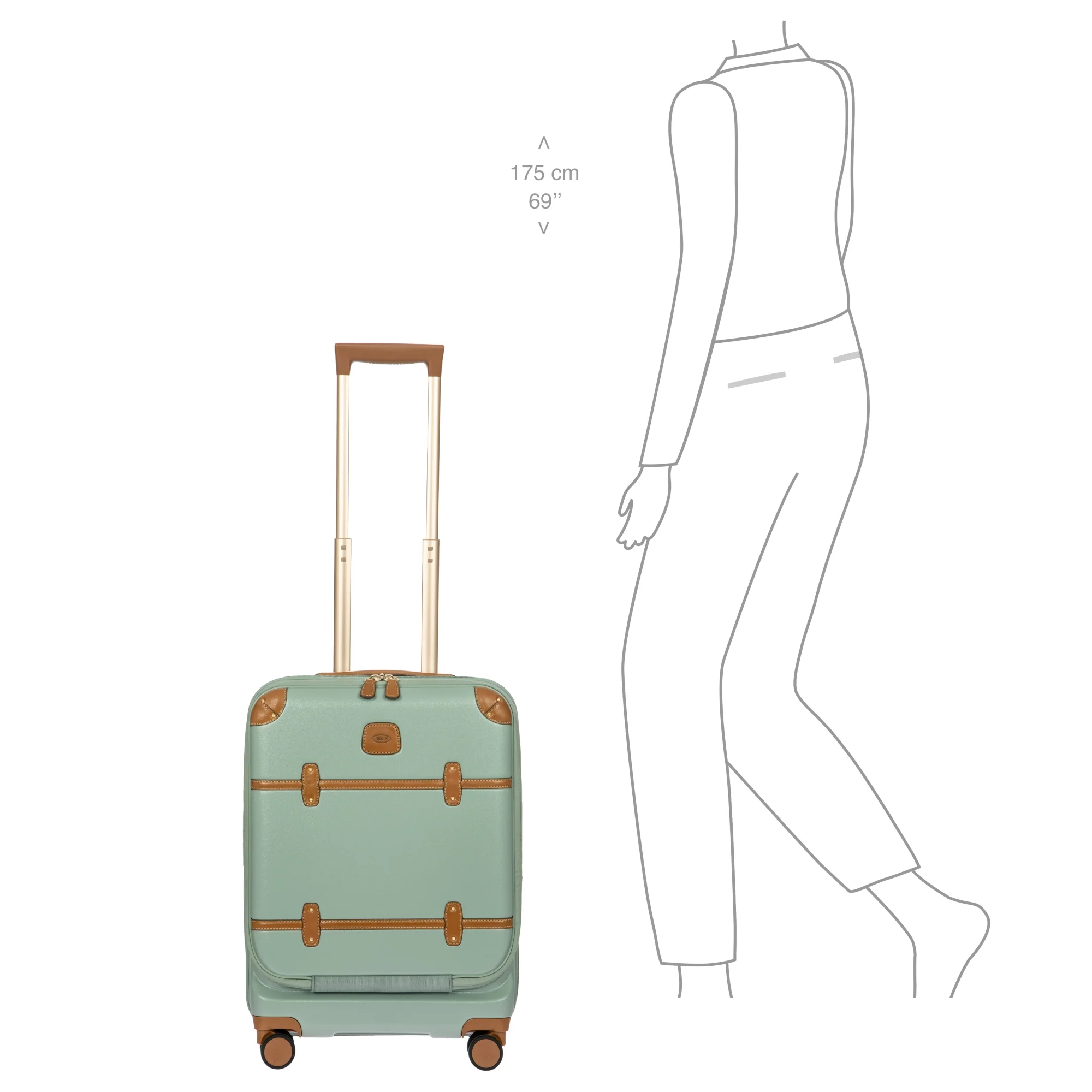 Brics Bellagio - 4-Rollen-Kabinentrolley mit Vortasche S 55 cm erw. USB (eucalyptus) - Image 11