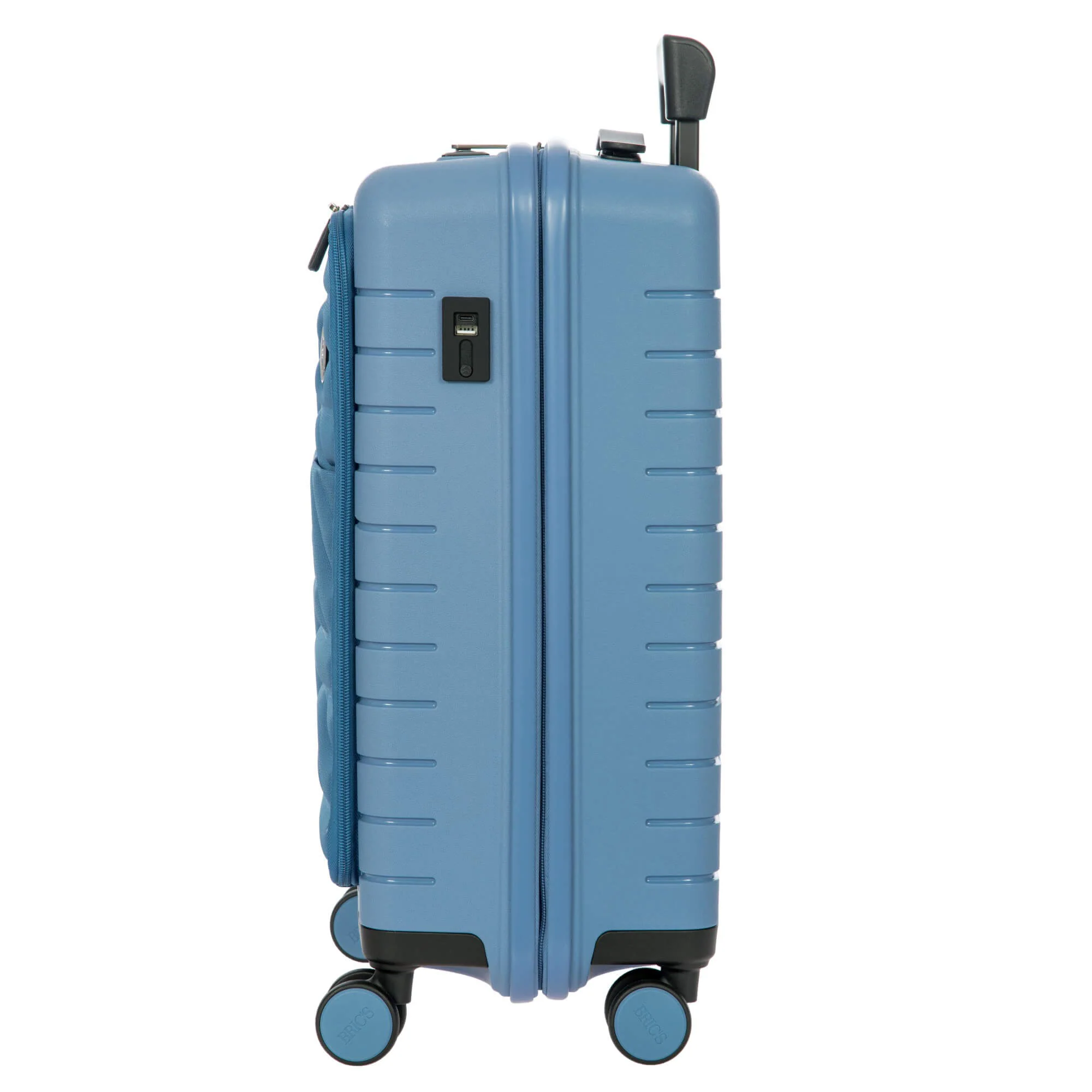 Brics BY Ulisse - 4-Rollen-Kabinentrolley mit Vortasche 55 cm erw. USB (grey blue) - Image 3