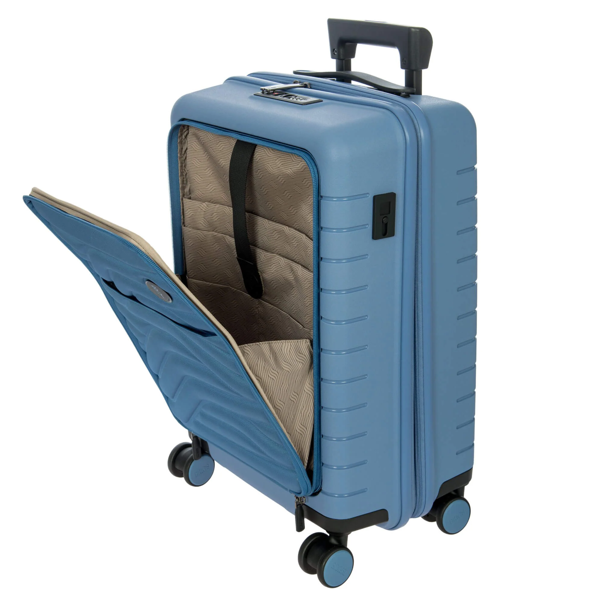Brics BY Ulisse - 4-Rollen-Kabinentrolley mit Vortasche 55 cm erw. USB (grey blue) - Image 8