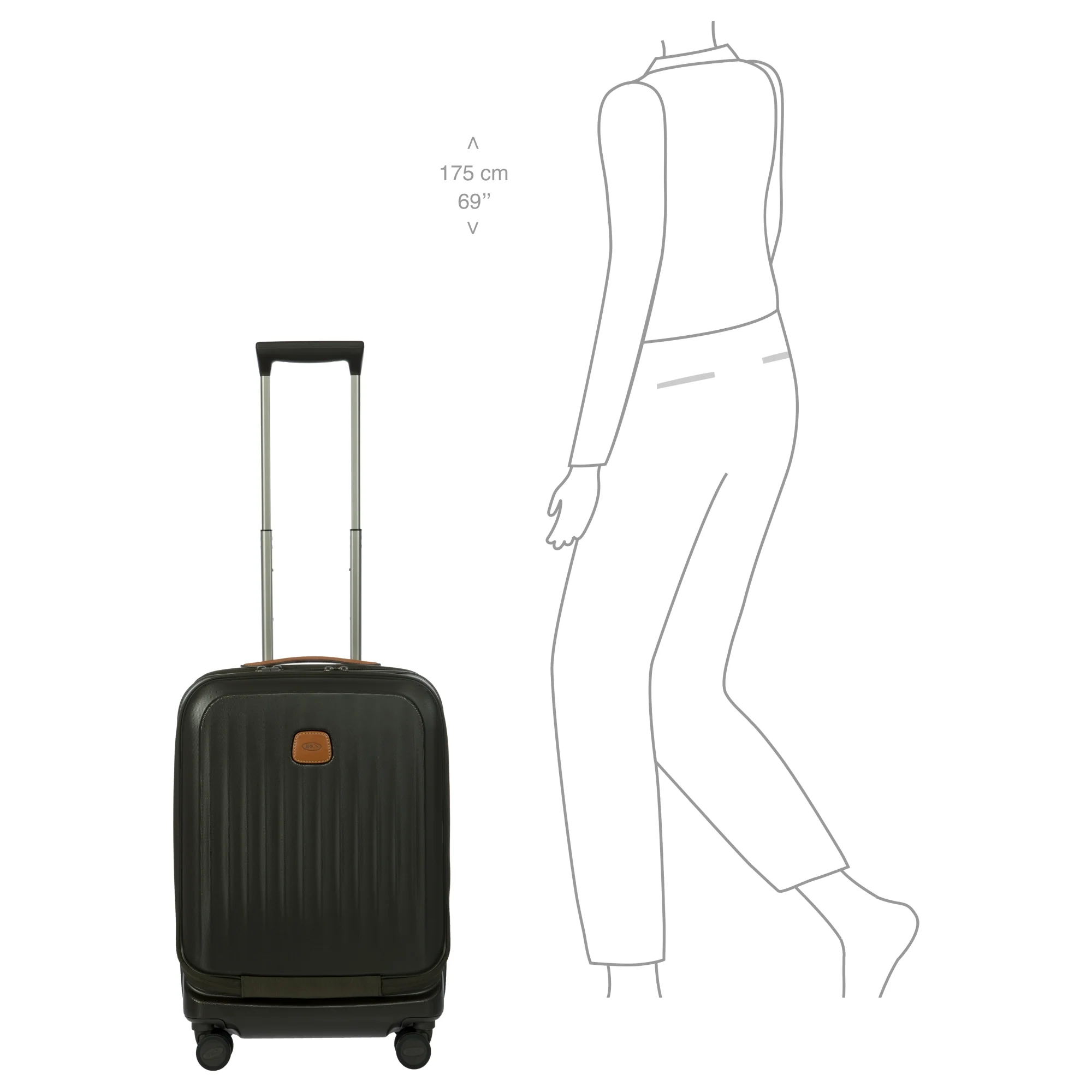 Brics Taormina - 4-Rollen-Kabinentrolley mit Vortasche 55 cm erw. USB (olive) - Image 10