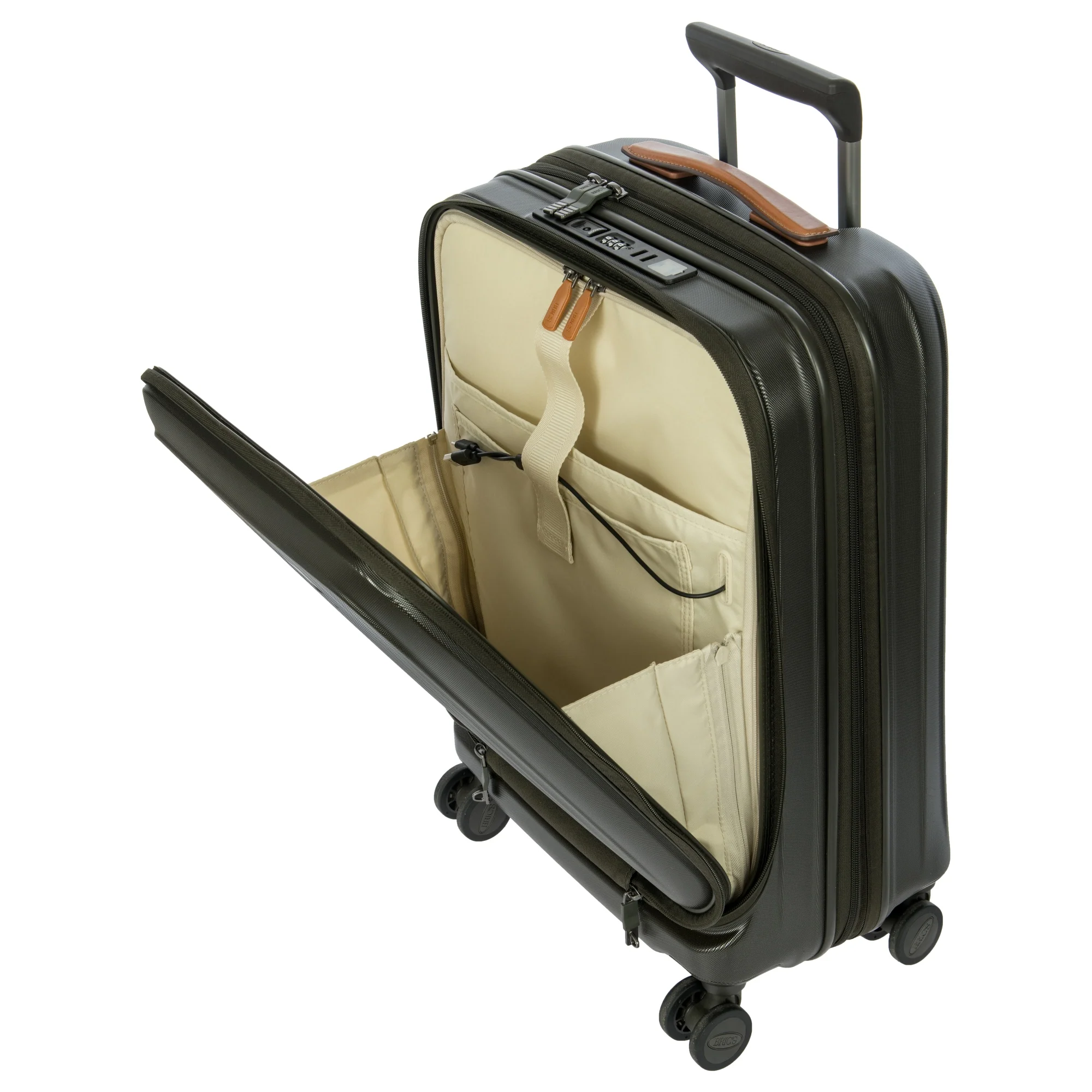 Brics Taormina - 4-Rollen-Kabinentrolley mit Vortasche 55 cm erw. USB (olive) - Image 7