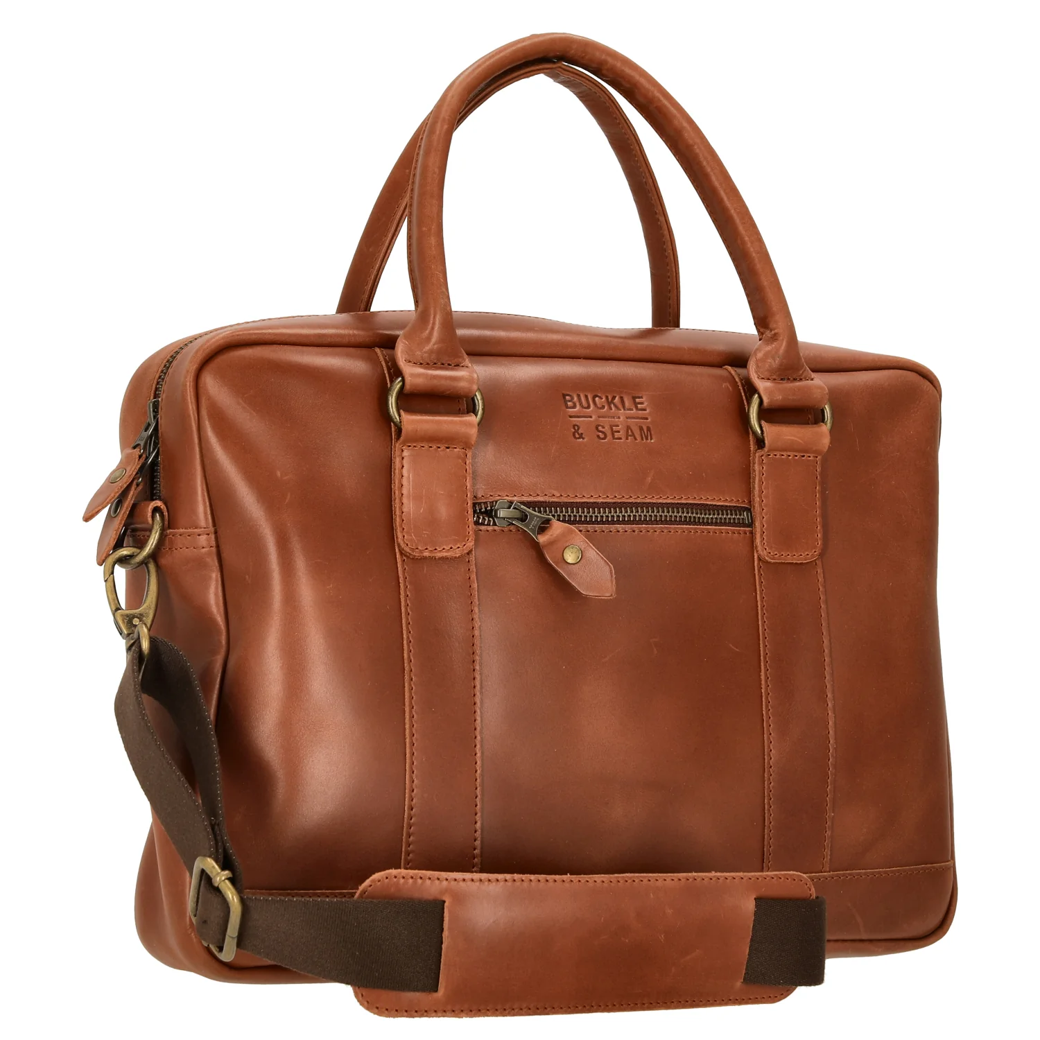 Buckle & Seam Everett - Aktentasche 16" 38 cm (cognac) - Image 5