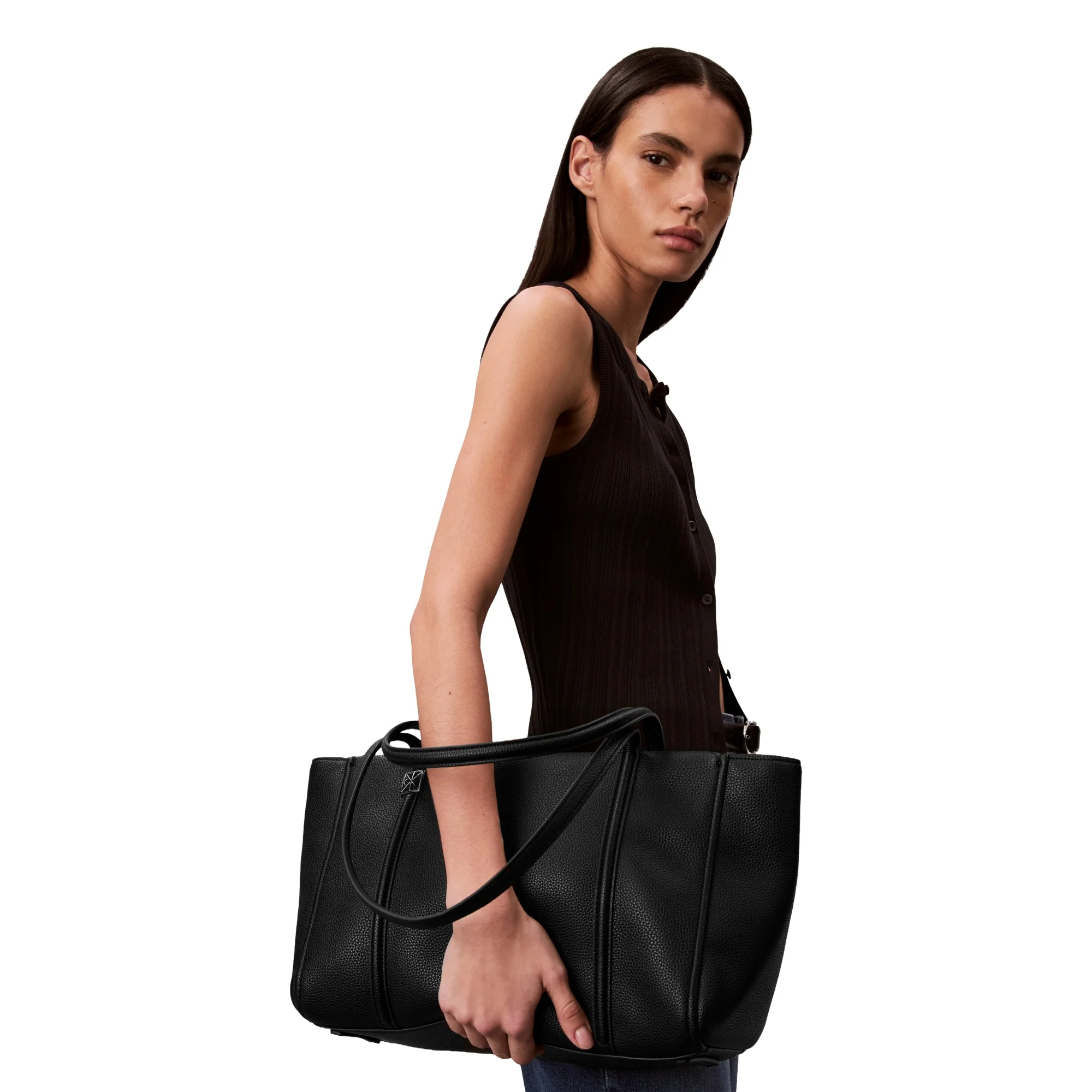 Calvin Klein Emblem Pebble Tote - Shopper 48 cm (black) - Image 4