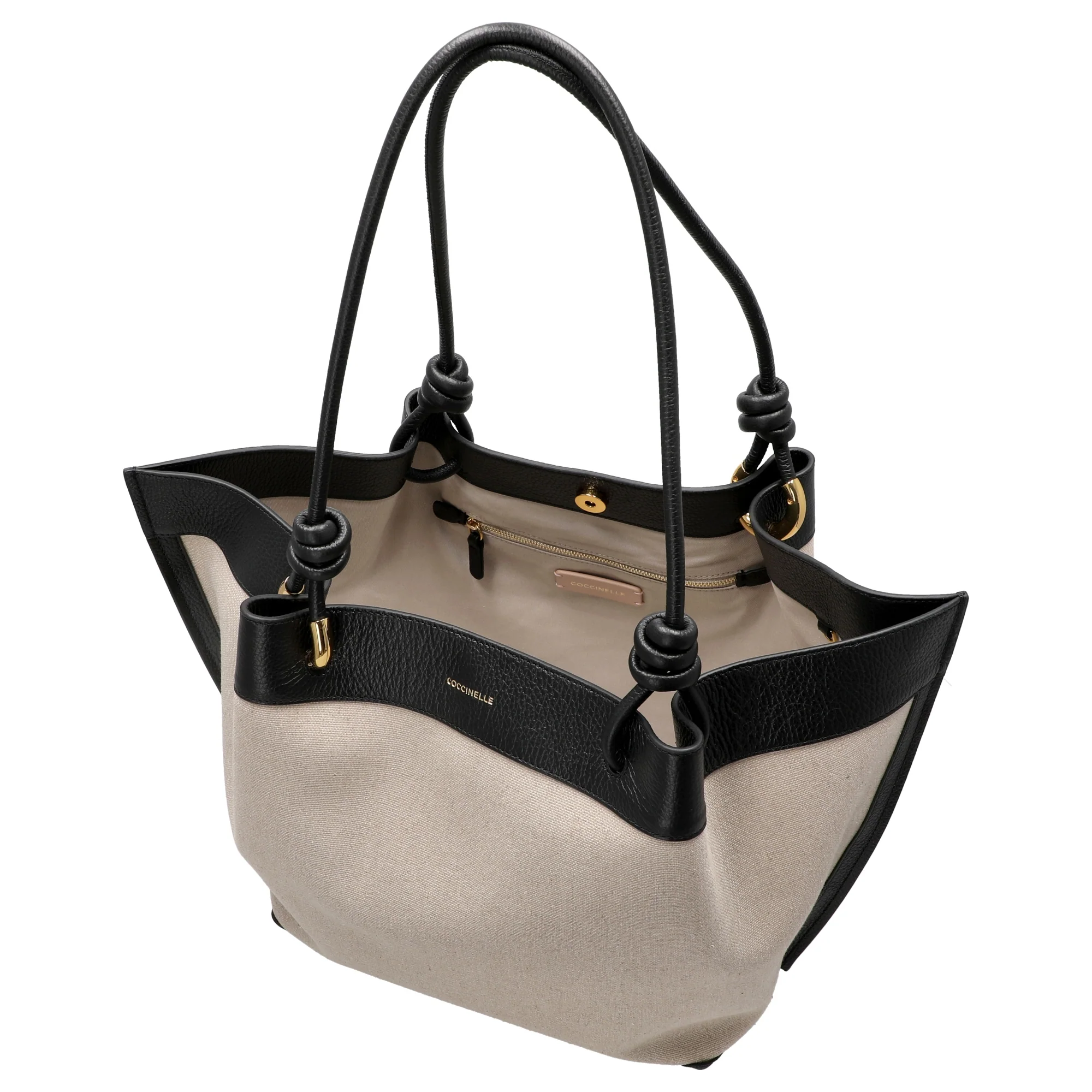 Coccinelle Finn Canvas - Henkeltasche 32 cm (natural/noir) - Image 6