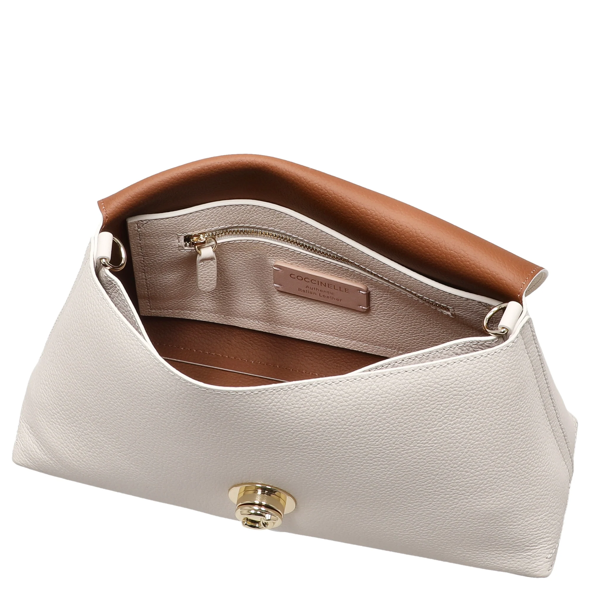 Coccinelle Nikla - Schultertasche 30 cm (pearl/cognac) - Image 6