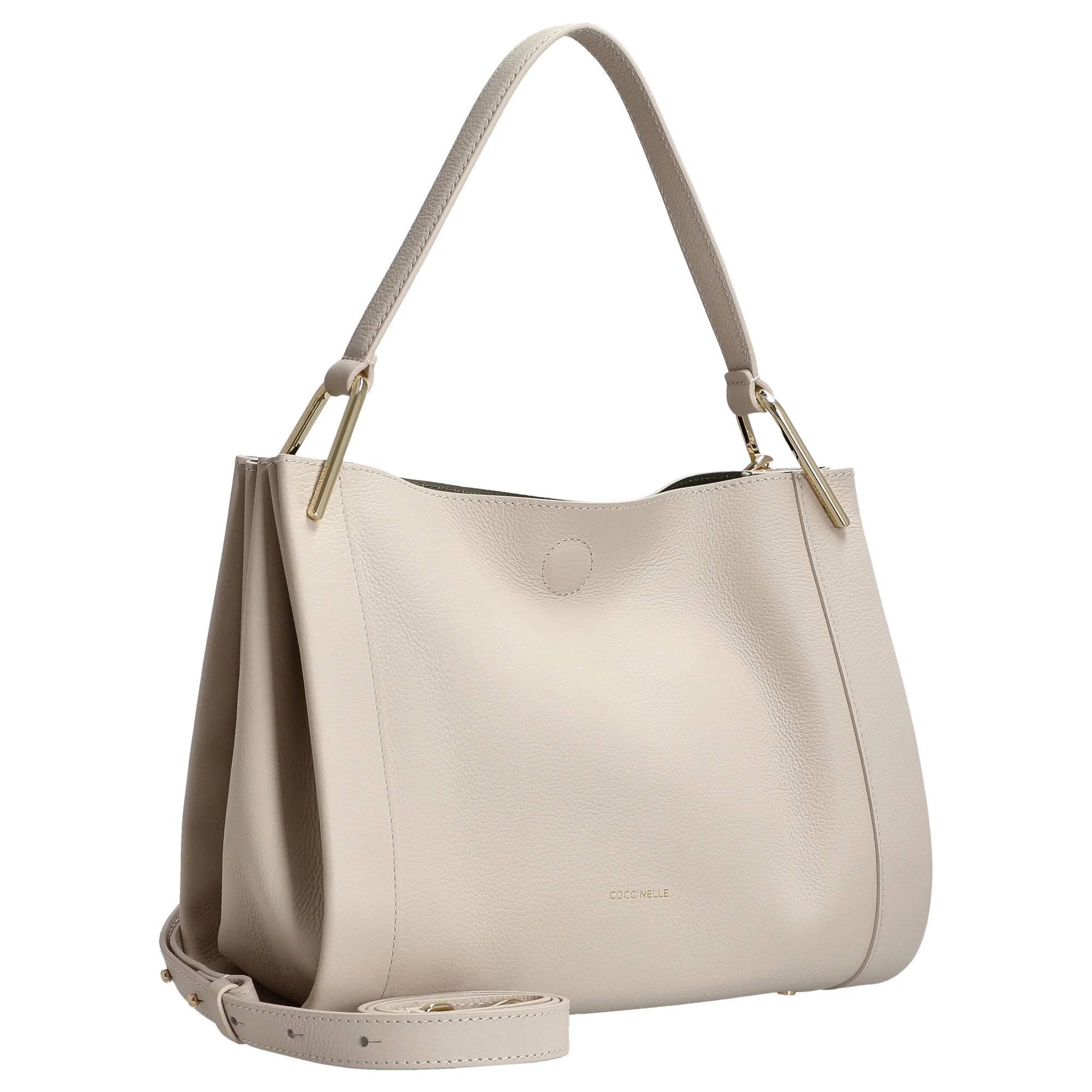 Coccinelle Wallace - Schultertasche 28 cm (lambskin white/laurel green) - Image 5