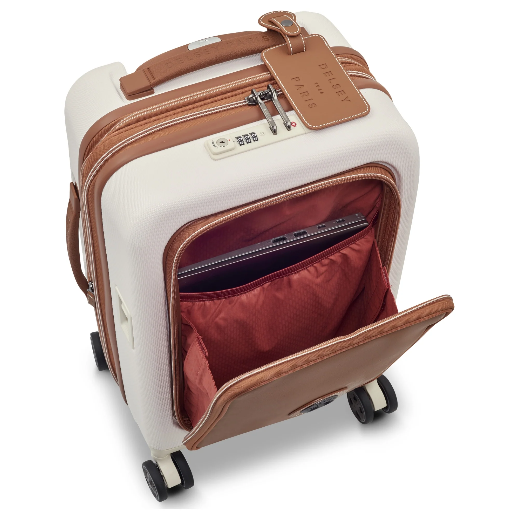 Delsey Paris Chatelet Air 2.0 - 4-Rollen-Kabinentrolley 55 cm erw. 14" USB (angora) - Image 6