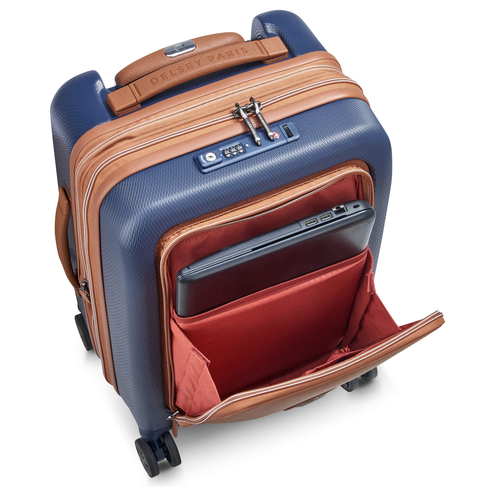 Delsey Paris Chatelet Air 2.0 - 4-Rollen-Kabinentrolley 55 cm erw. 14" USB (marineblau) - Image 5
