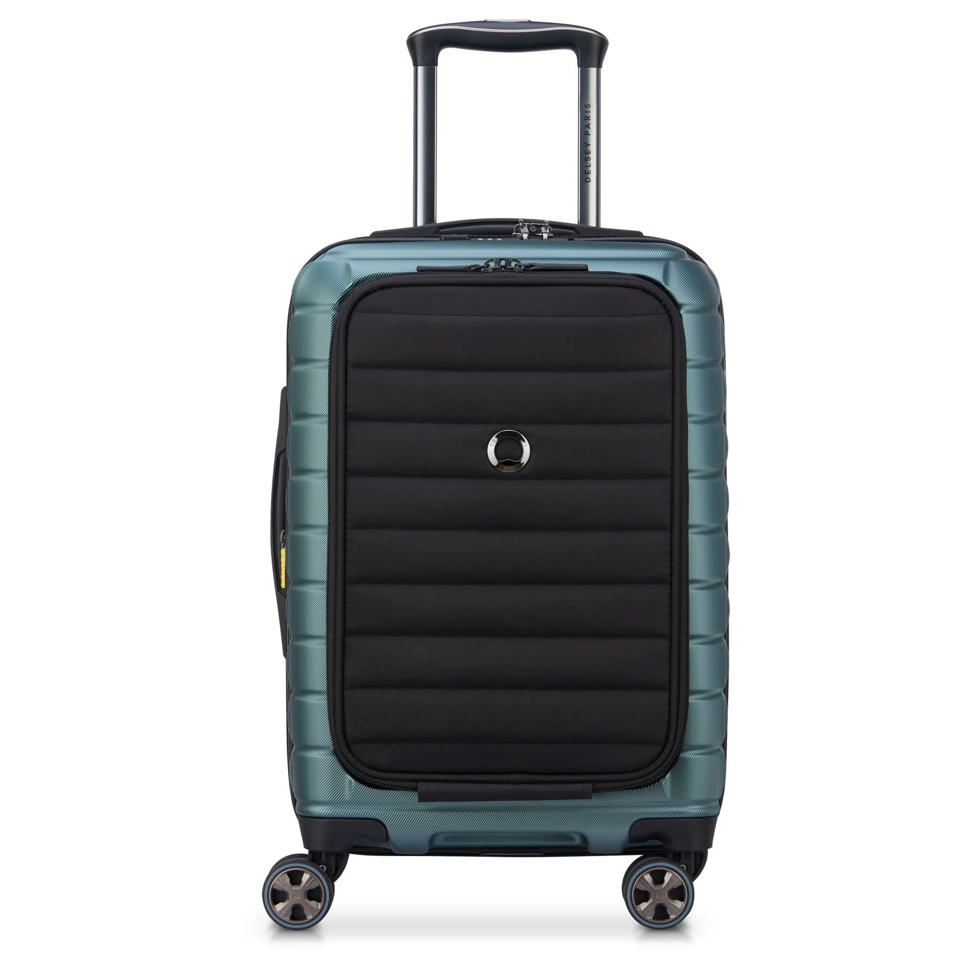 Delsey Paris Shadow 5.0 - 4-Rollen-Kabinentrolley mit Vordertasche S 55 cm erw. USB (grün)