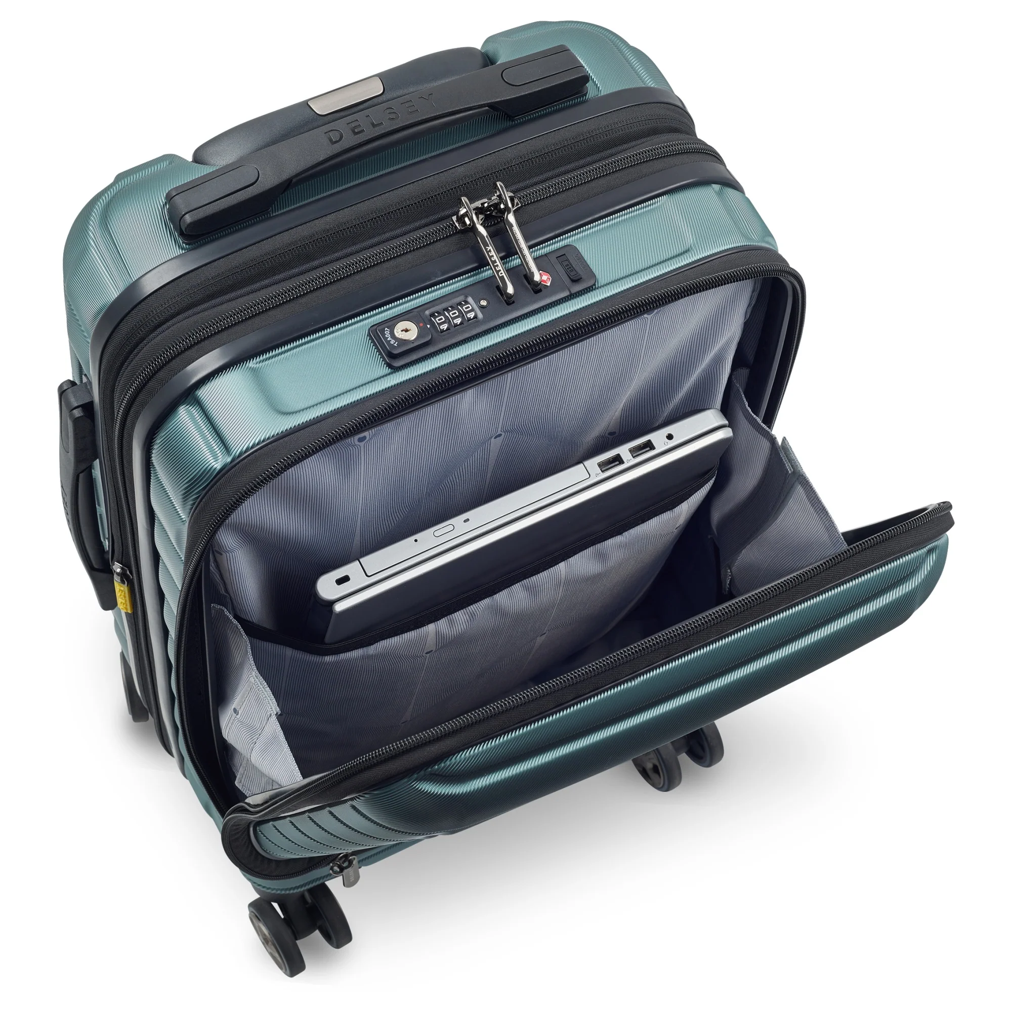 Delsey Paris Shadow 5.0 - 4-Rollen-Kabinentrolley mit Vortasche S 55 cm erw. USB (gruen) - Image 6