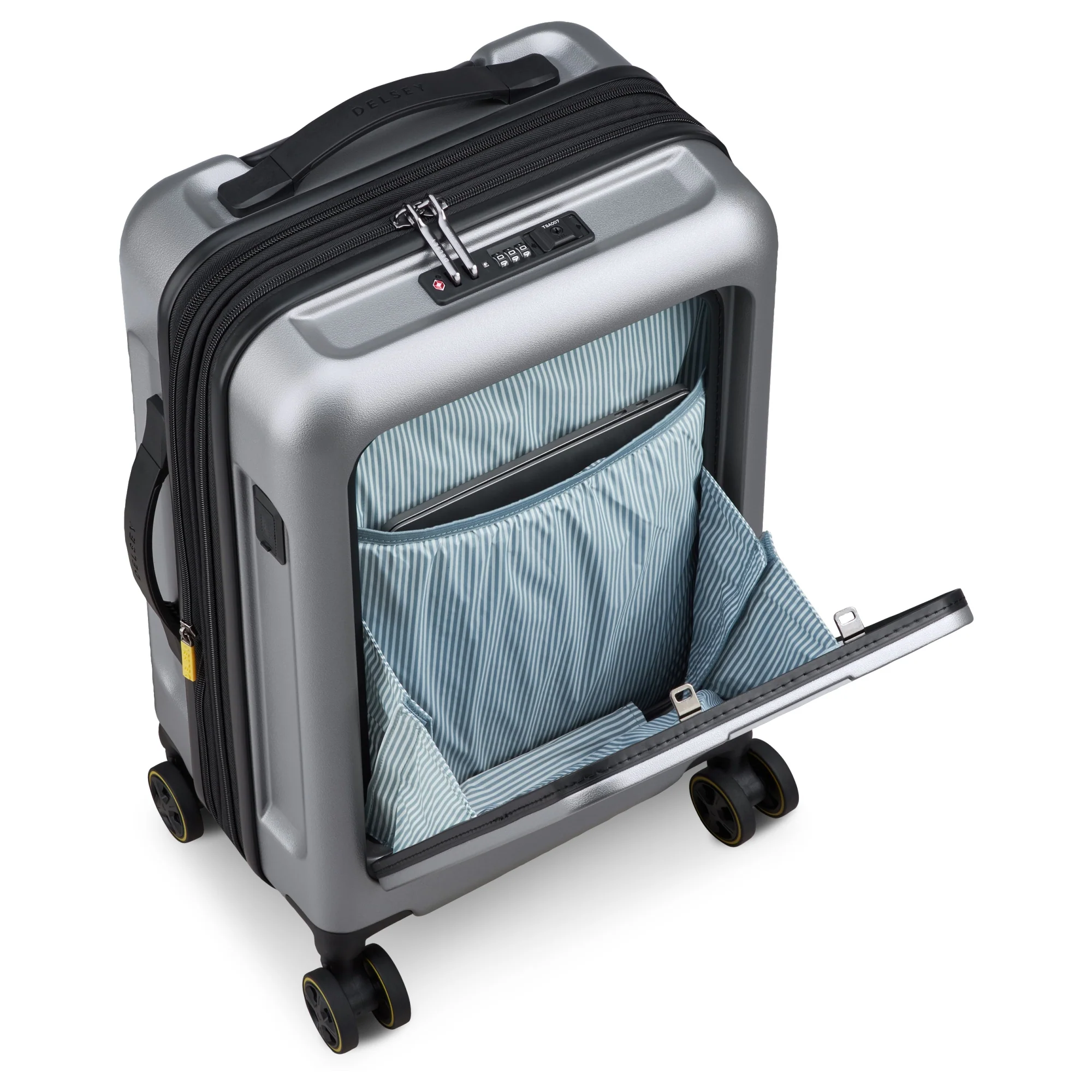 Delsey Paris Turenne 2.0 - 4-Rollen-Kabinentrolley mit Vortasche 55 cm USB erw. (silber) - Image 6