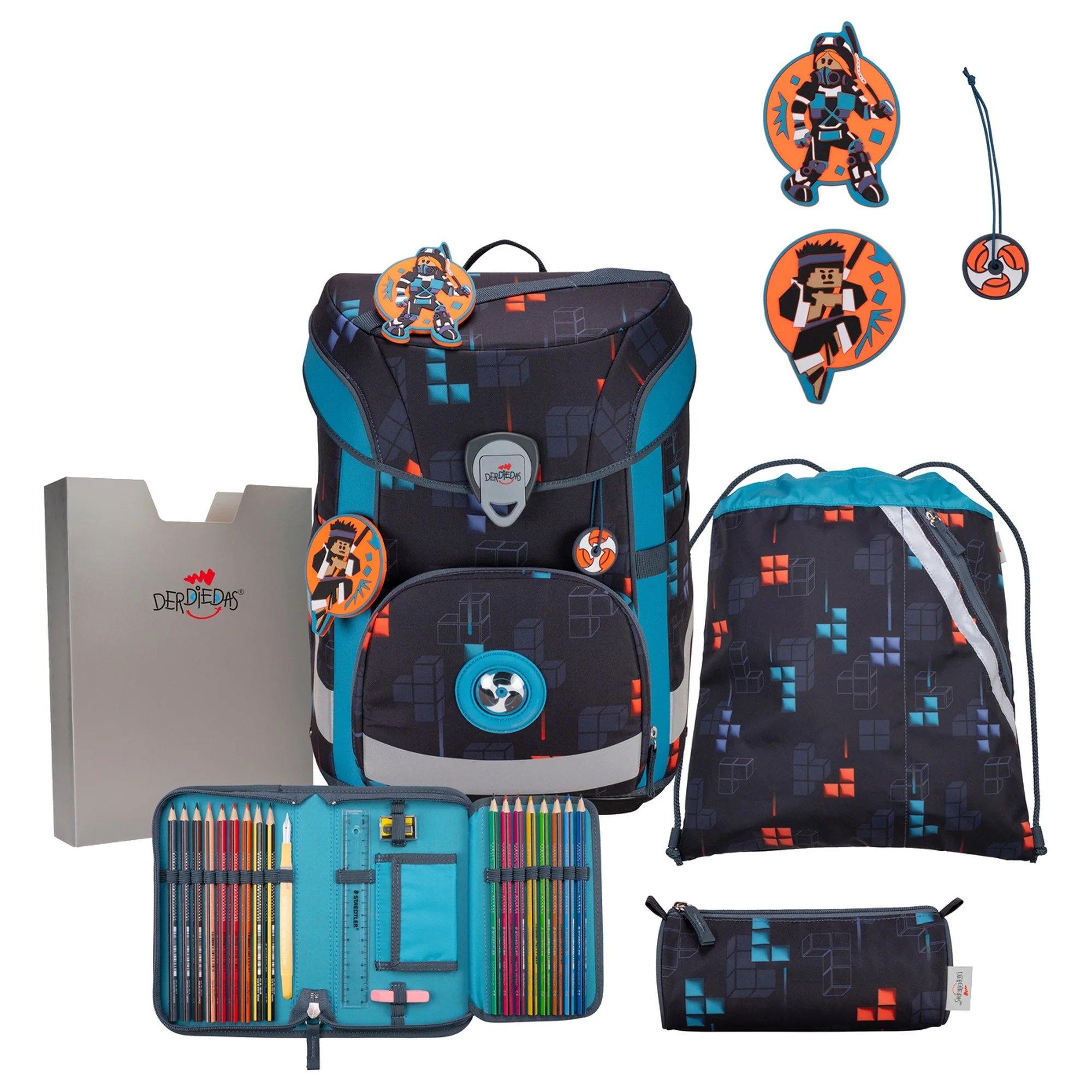 DerDieDas ErgoFlex Easy - Schulranzen Set 5tlg. 950 g (Ninja Fighter)