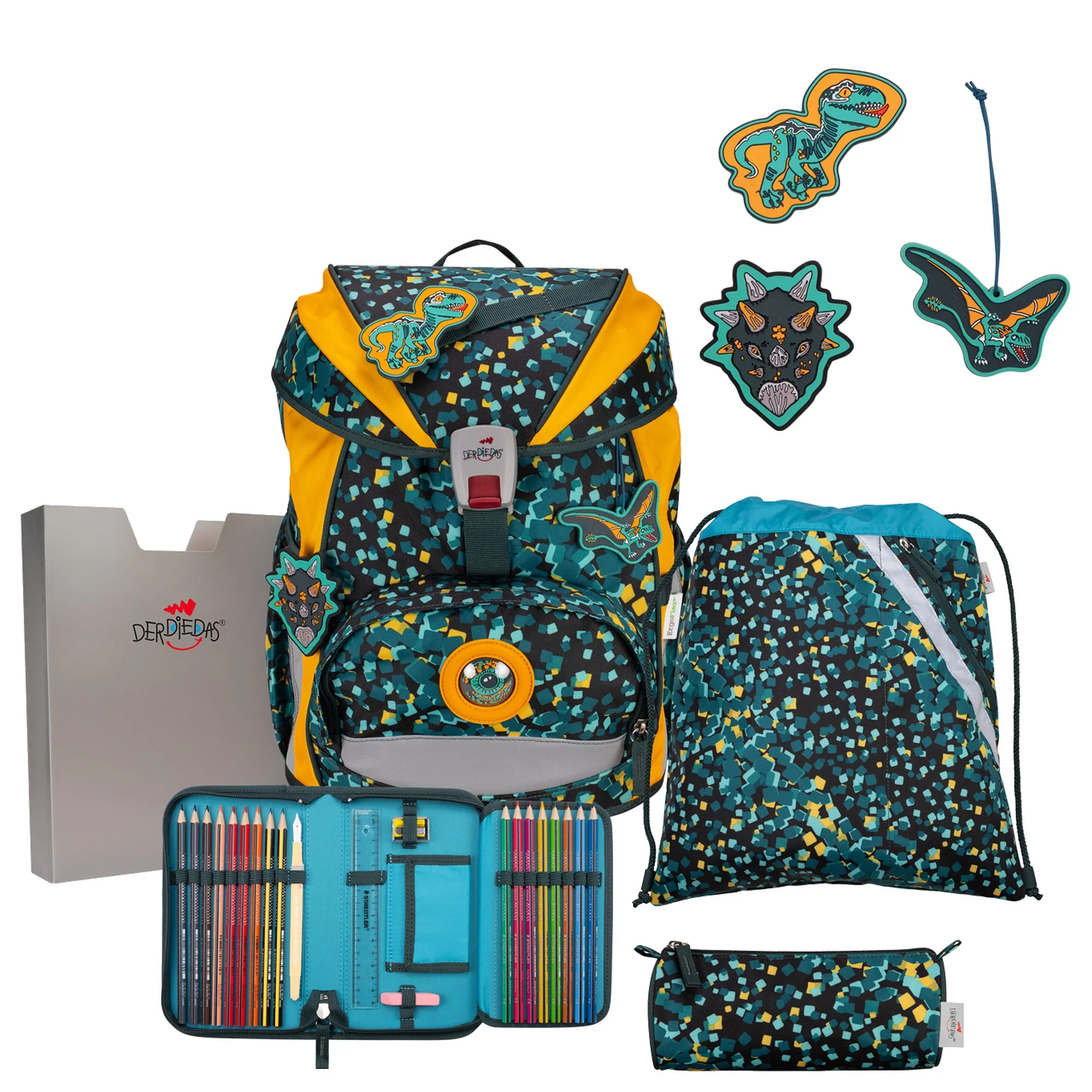 DerDieDas ErgoFlex Light - Schulranzen Set 5tlg. 800g (Dino Time)