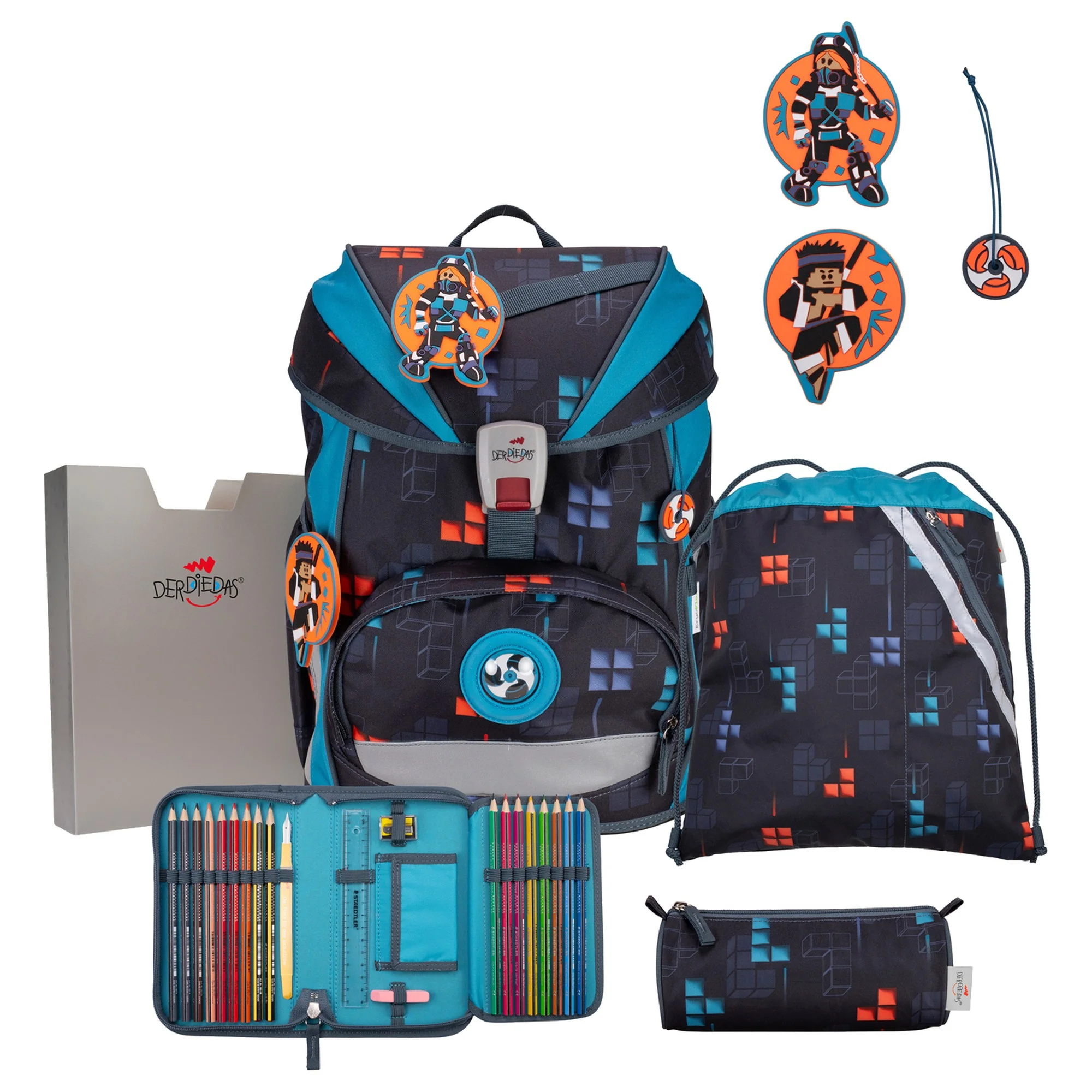 DerDieDas ErgoFlex Light - Schulranzen Set 5tlg. 800g (Ninja Fighter)