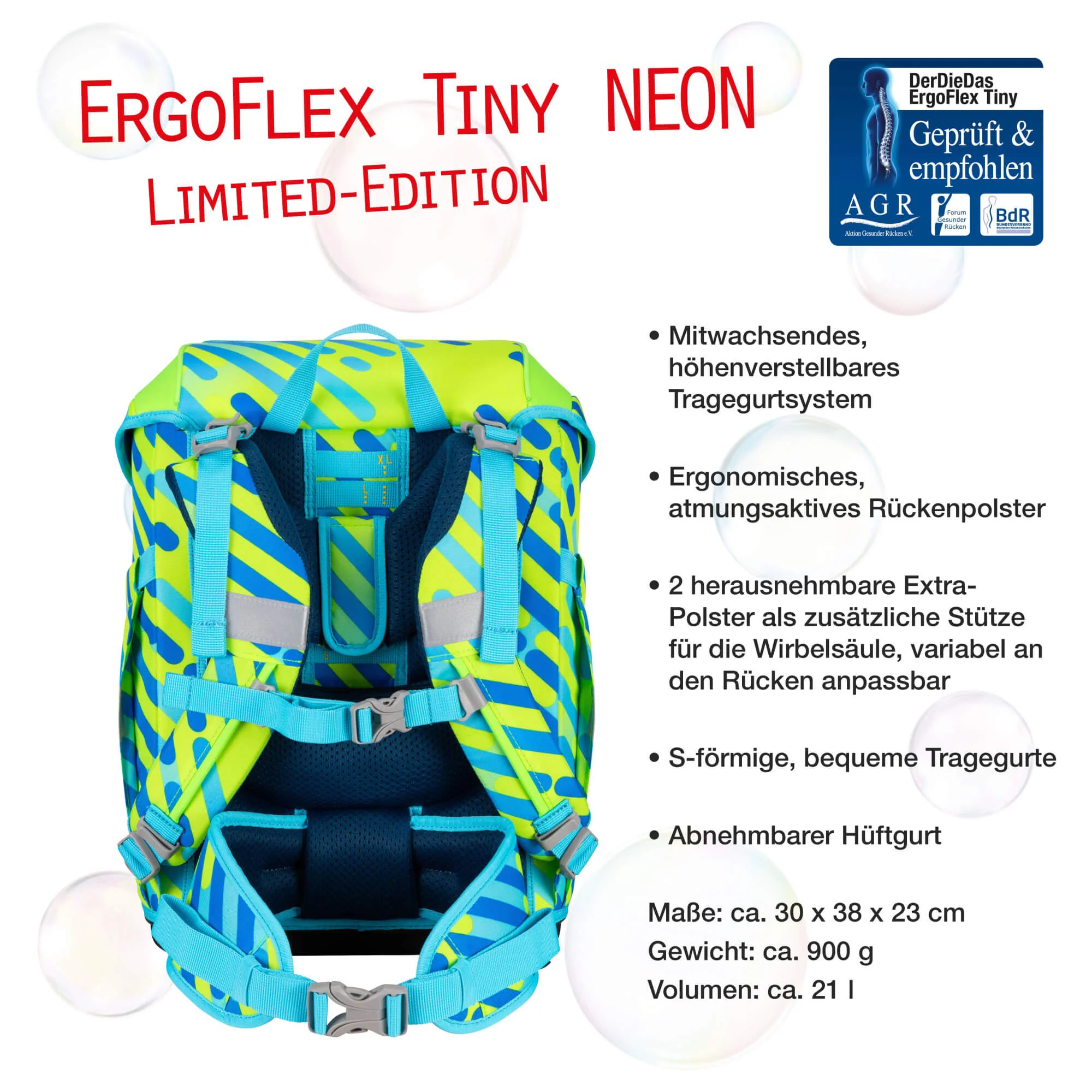 DerDieDas ErgoFlex Tiny Exklusiv Neon - Schulranzen Set 5tlg. 900g (Monster) - Image 7