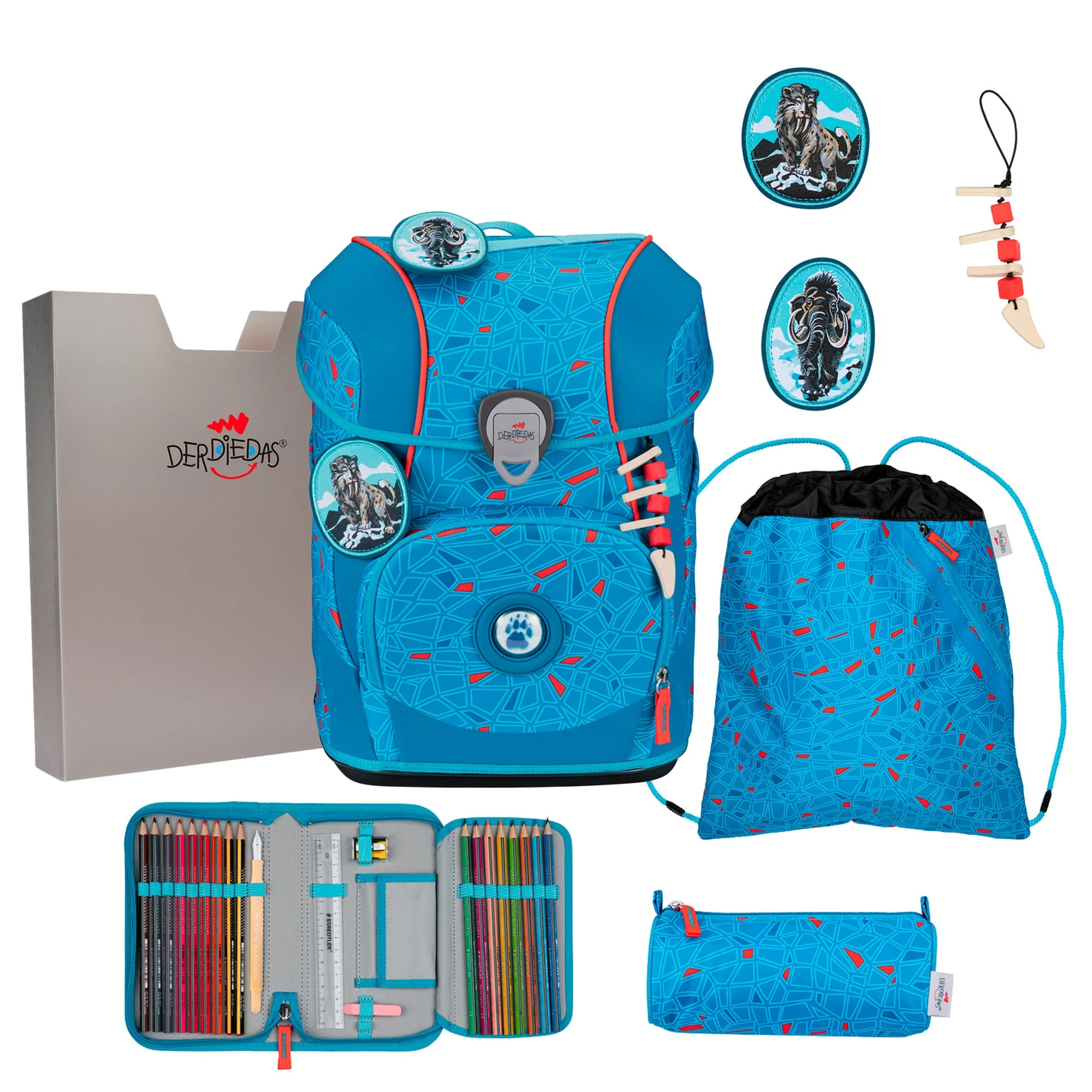 DerDieDas ErgoFlex Tiny Exklusiv Superflash - Schulranzen Set 5 tlg. 900g (Blue Ice)