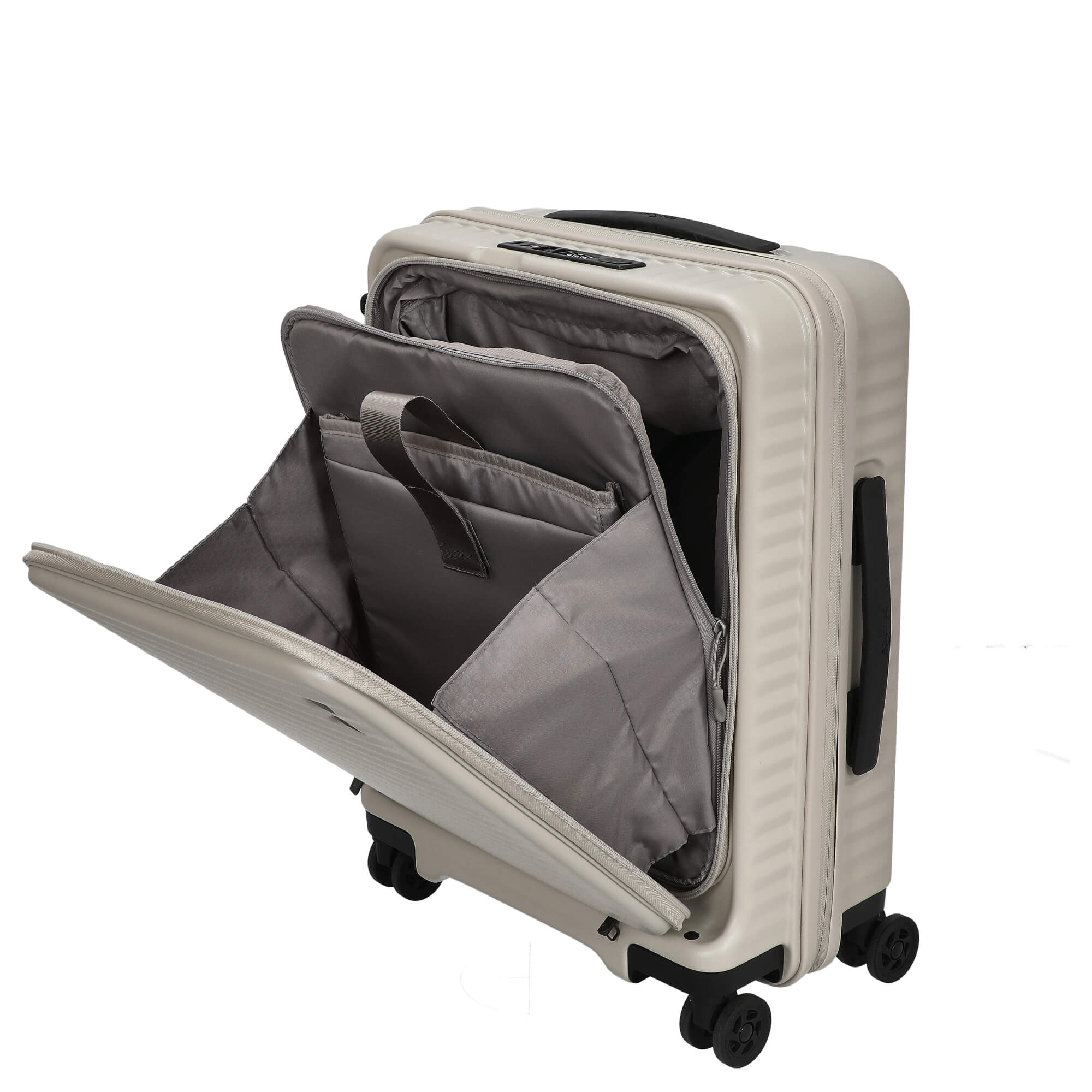 Echolac Celestra FA - 4-Rollen-Kabinentrolley 14" S 55 cm erw. USB (white sand) - Image 7