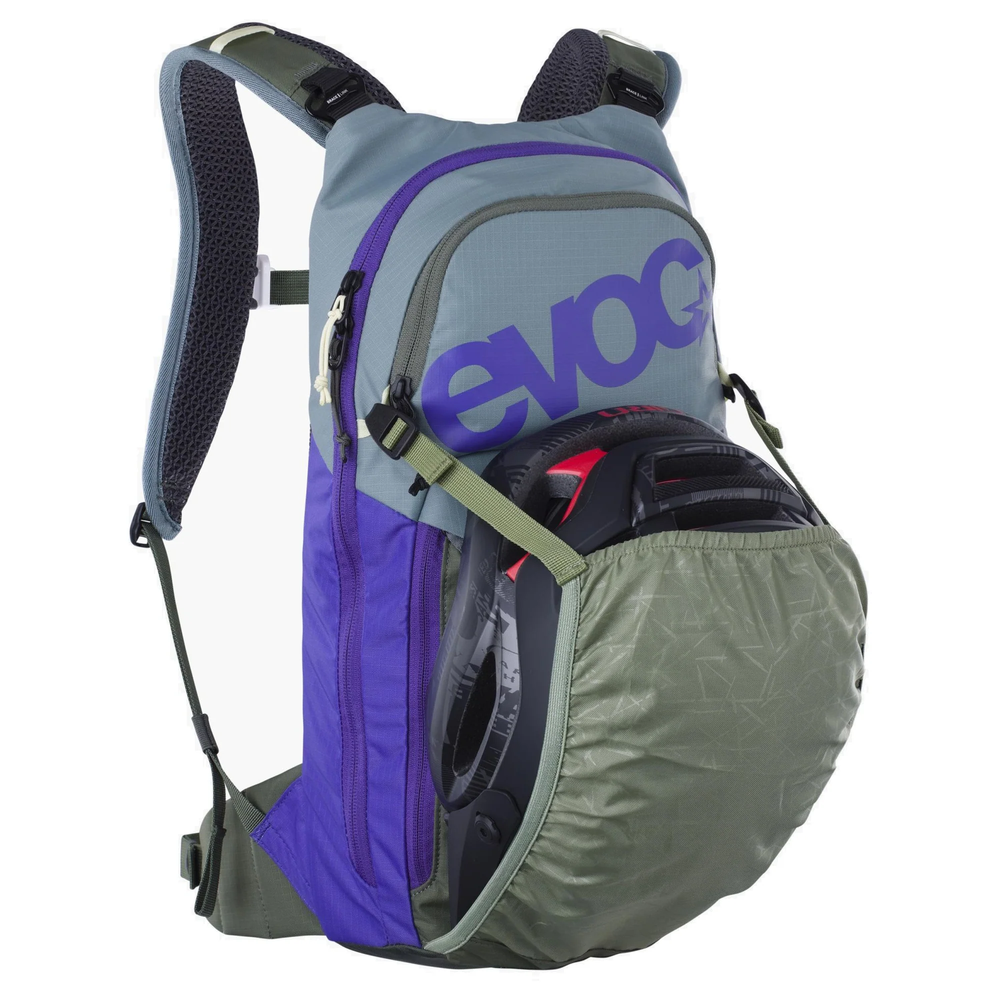 Evoc Stage 6 + Hydrationsblase 2 - Fahrradrucksack 42 cm (steel/violet/dark olive) - Image 5
