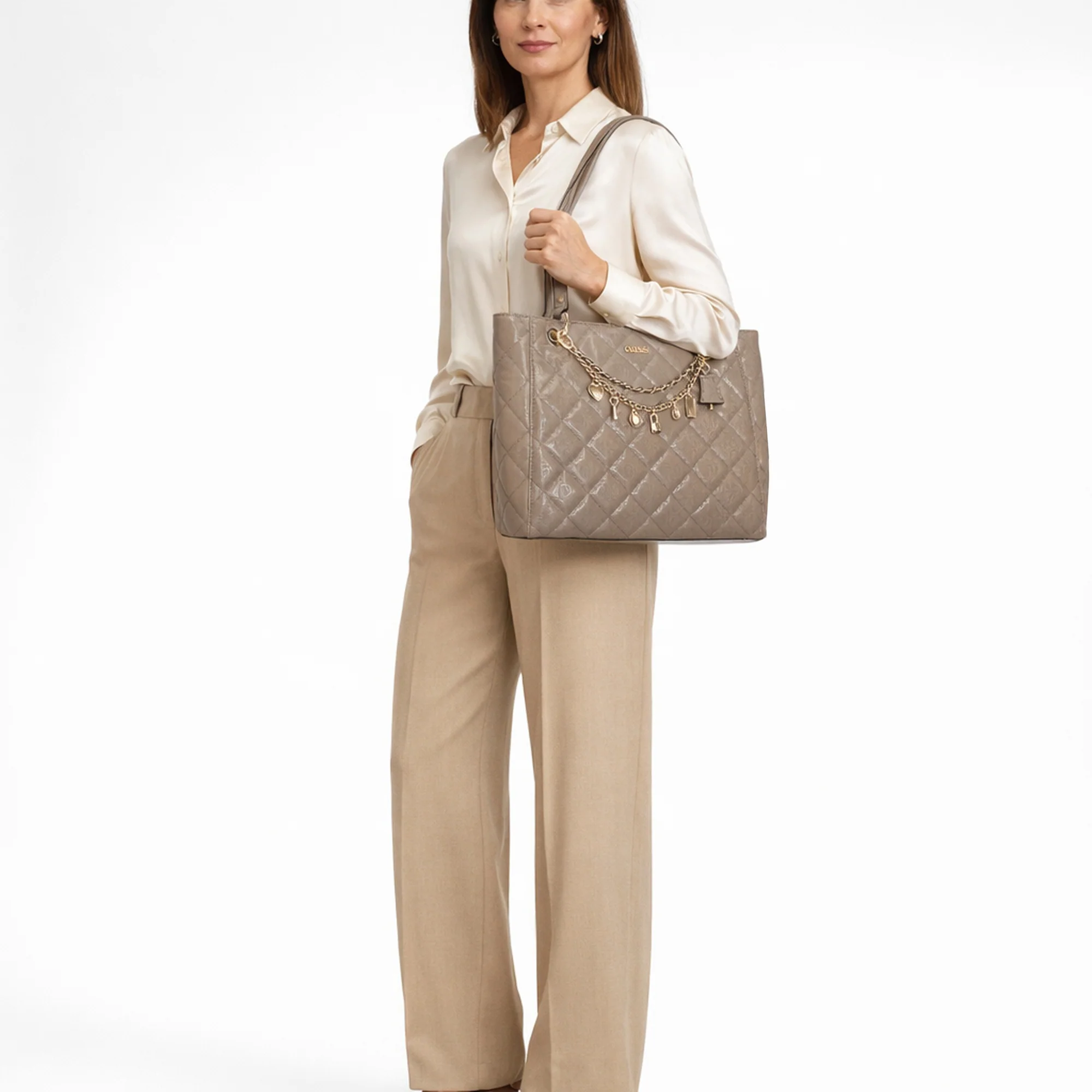 Guess Libby Noel Tote - Shopper 34 cm (dark taupe) - Image 7