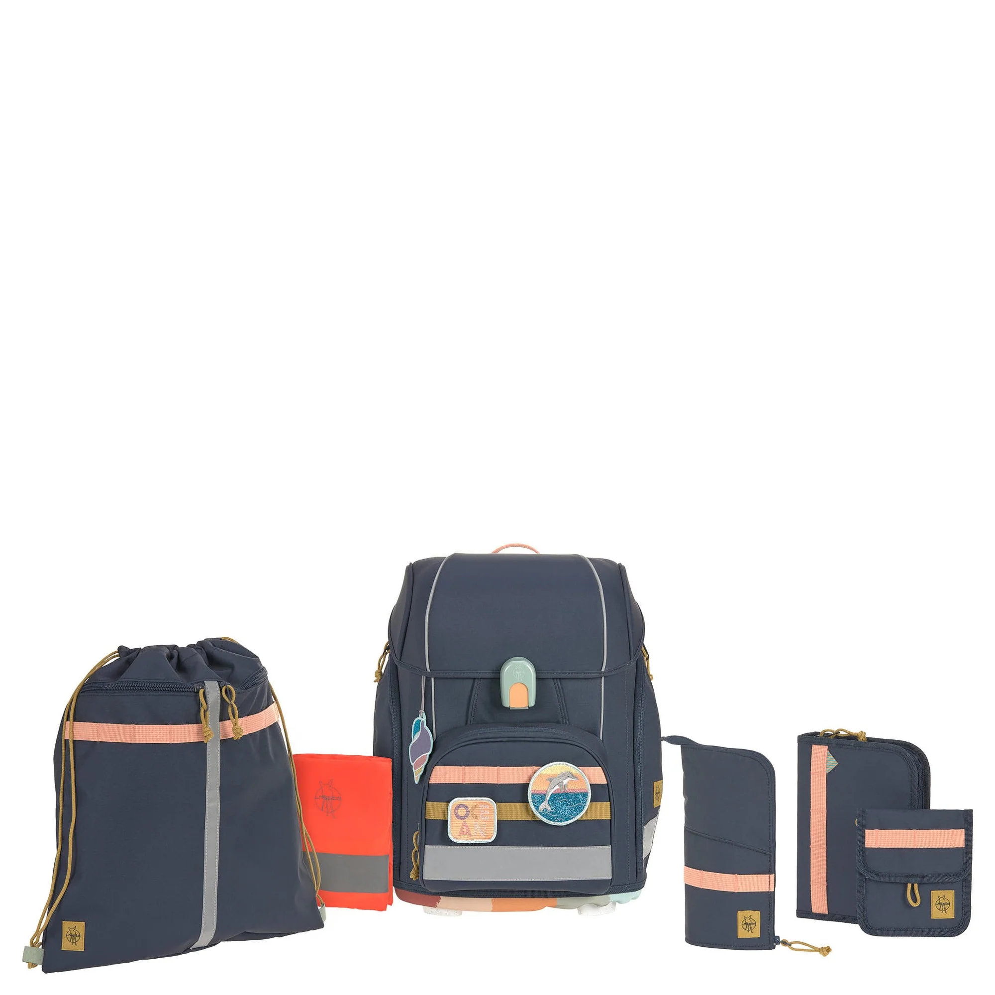 Lässig School Set Boxy Unique - Schulranzen Set 7tlg. (Dark Blue Ocean Edition)