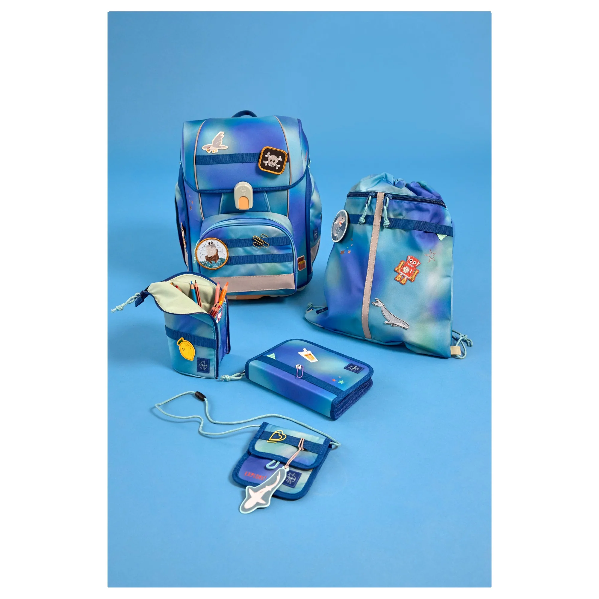 Lässig School Set Boxy Unique - Schulranzen Set 7tlg. (Gradient Green/Blue) - Image 2