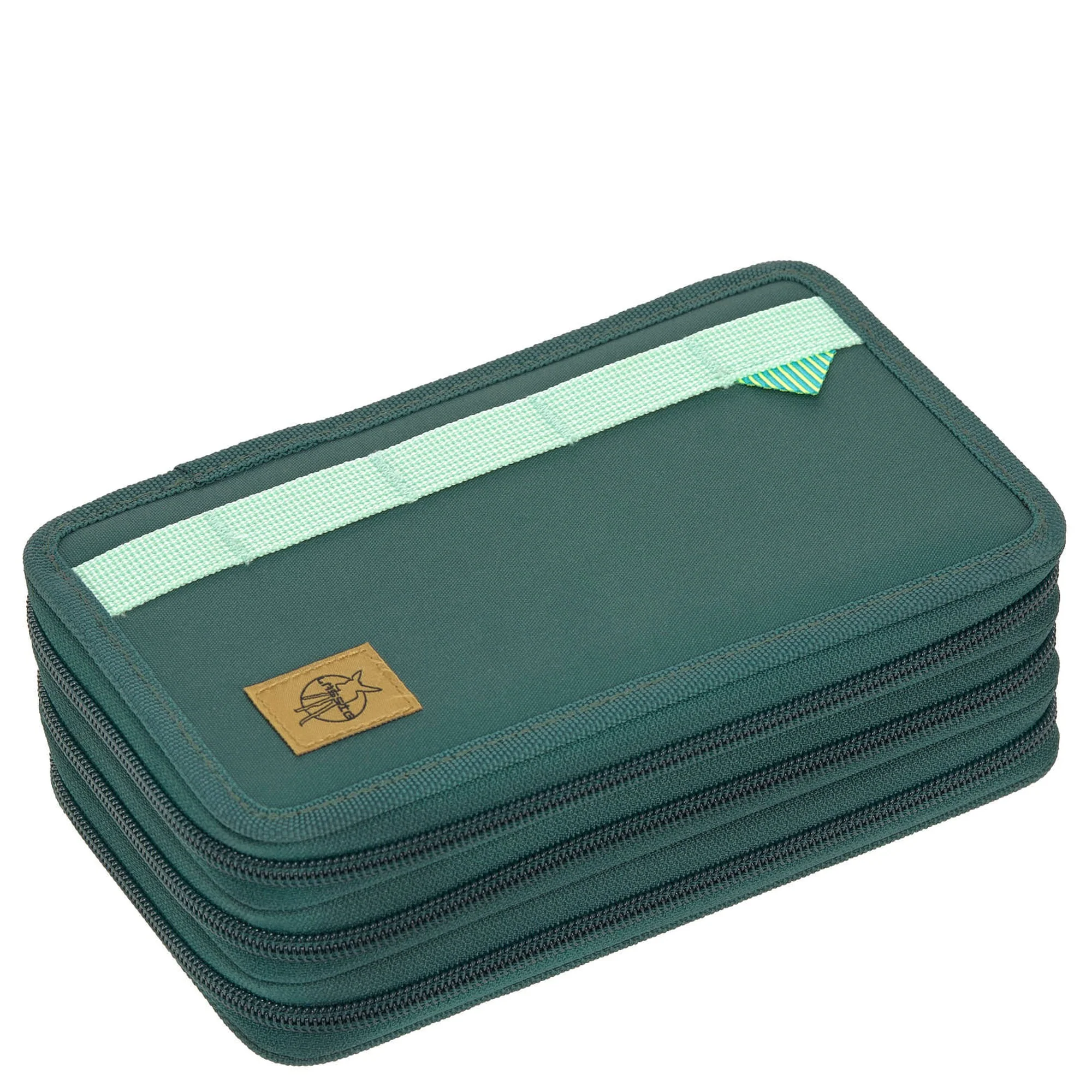 Lässig Triple Pencil Case - Mäppchen 21 cm befüllt (Dunkelgrün Ozean Edition)