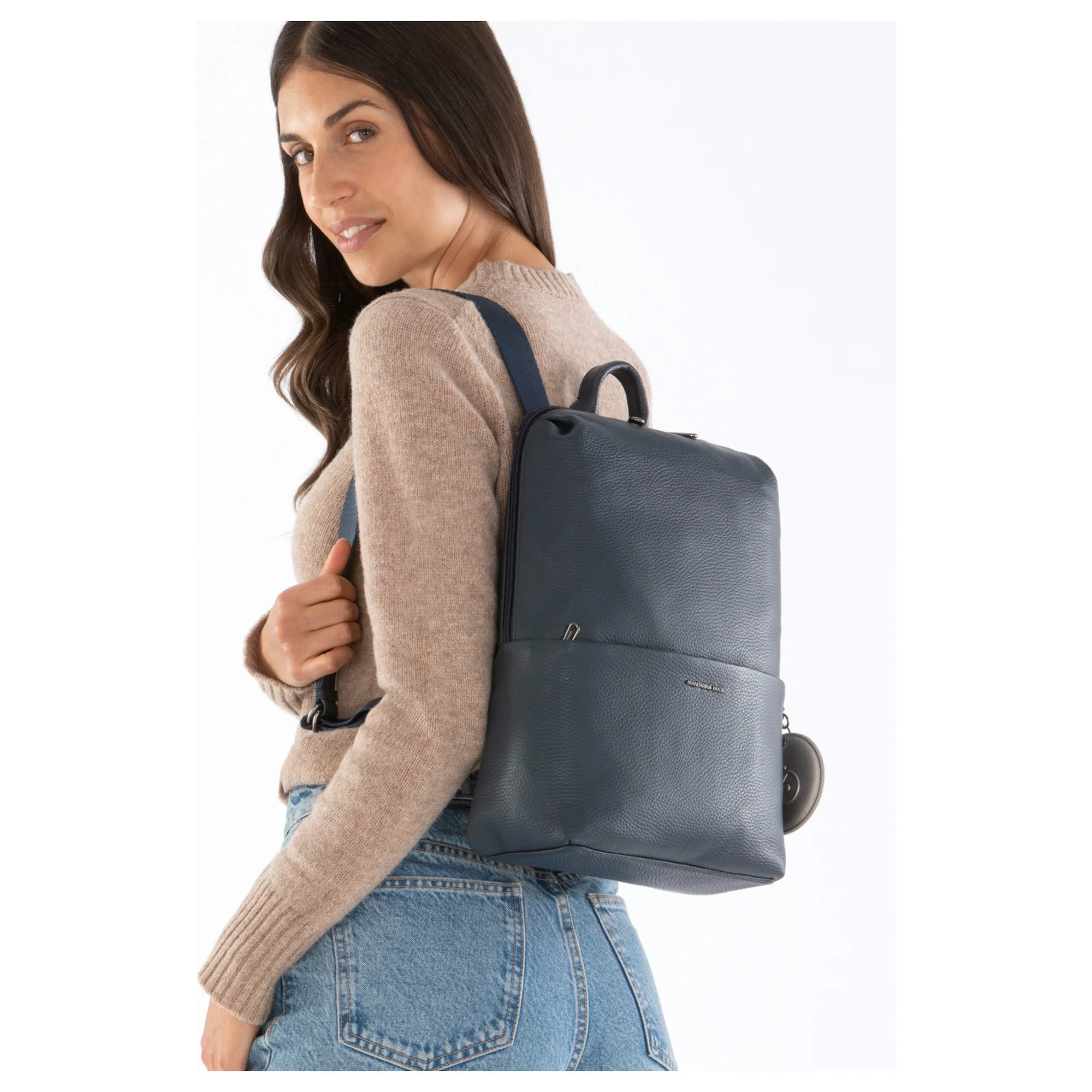 Mandarina Duck Mellow Leather - Rucksack 13" 36 cm Leder (dress blue) - Image 5
