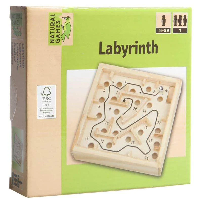 Natural Games Holz Labyrinth 12 x 12 cm (natur)