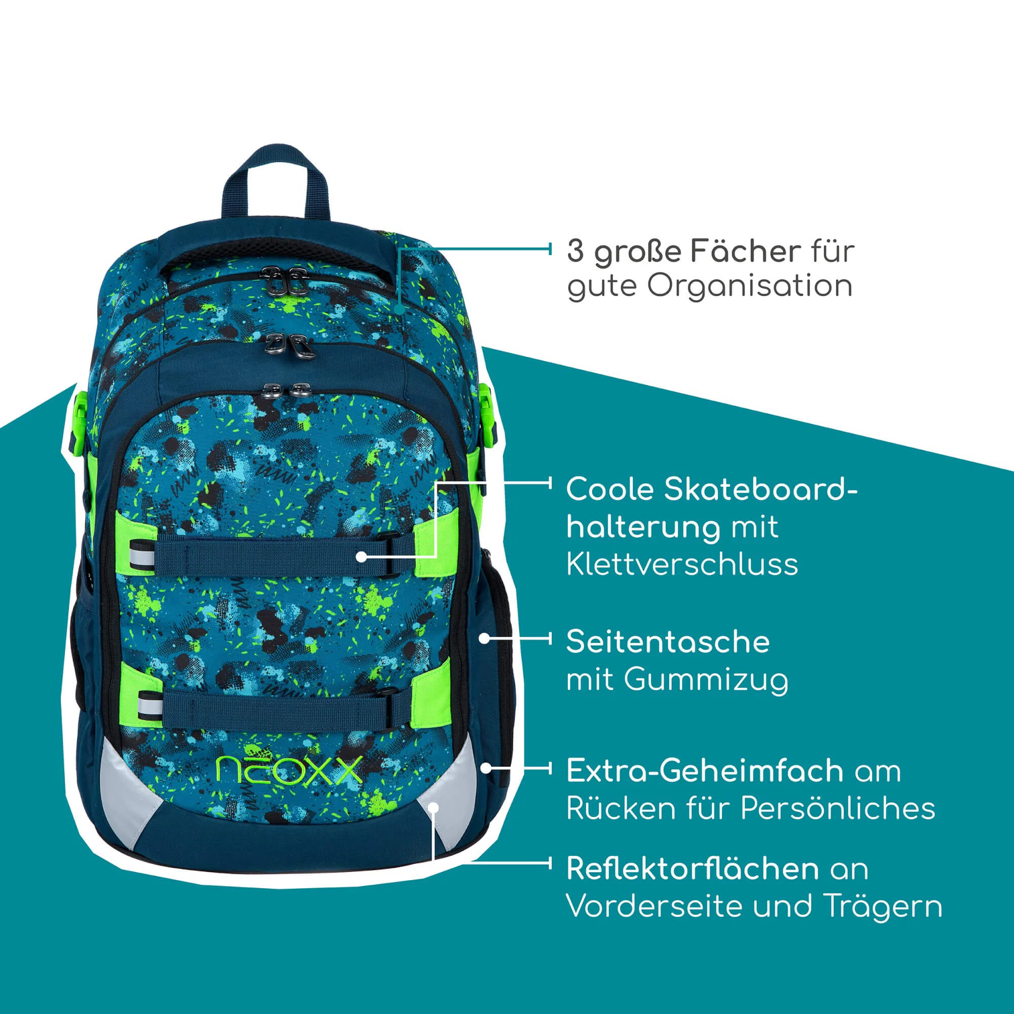 Neoxx ACTIVE PRO - Schulrucksack 45.5 cm (Petrol extreme) - Image 7