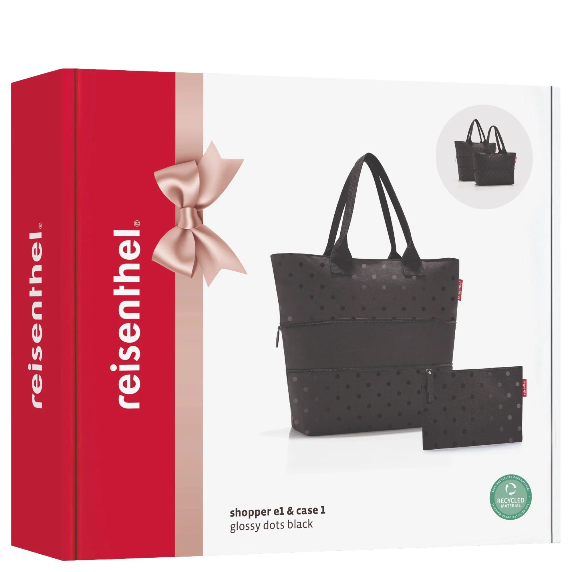 reisenthel shopper e1 - Geschenkset 2 tlg. (glossy dots black) - Image 3