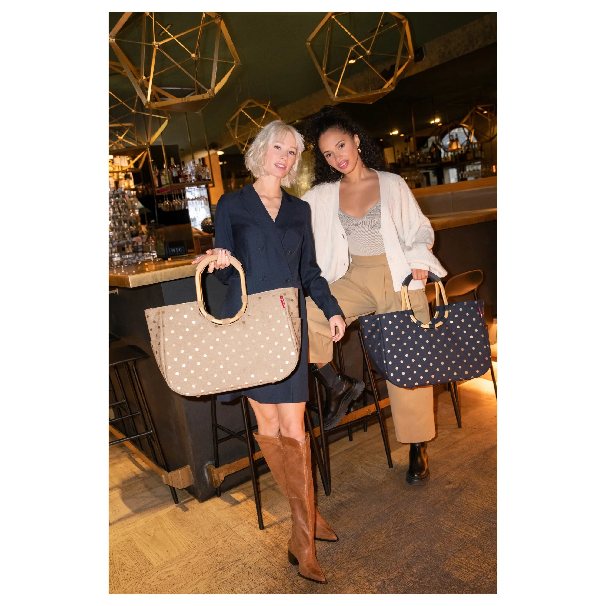 reisenthel shopping loopshopper L - Einkaufstasche mit Bügel 46 cm (frame metallic dots coffee) - Image 4