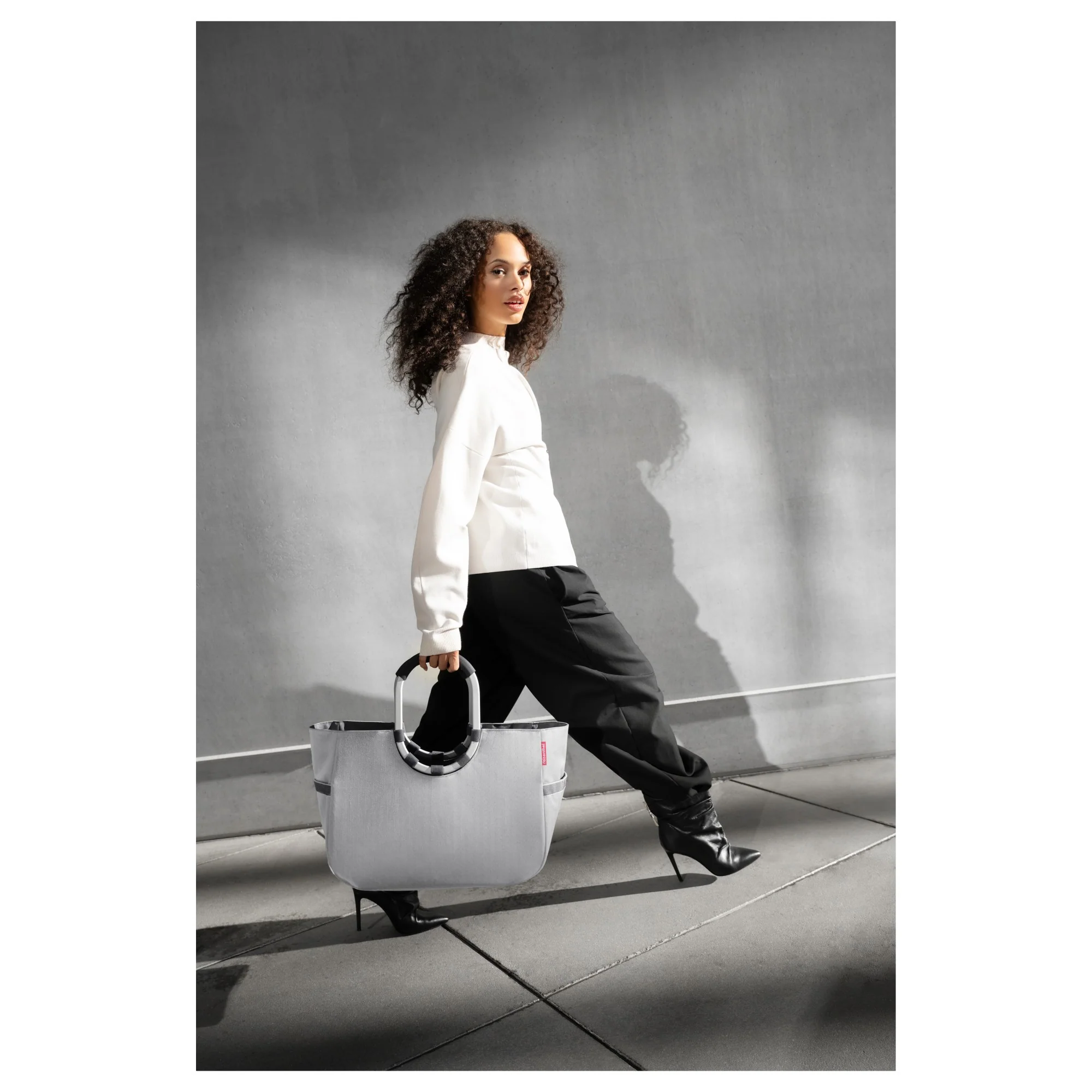 reisenthel shopping loopshopper L - Einkaufstasche mit Bügel 46 cm (herringbone grey) - Image 4