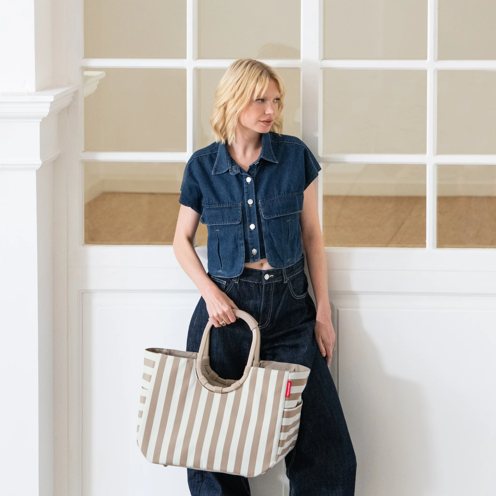 reisenthel shopping loopshopper L - Einkaufstasche mit Bügel 46 cm (summerstripes coffee) - Image 4