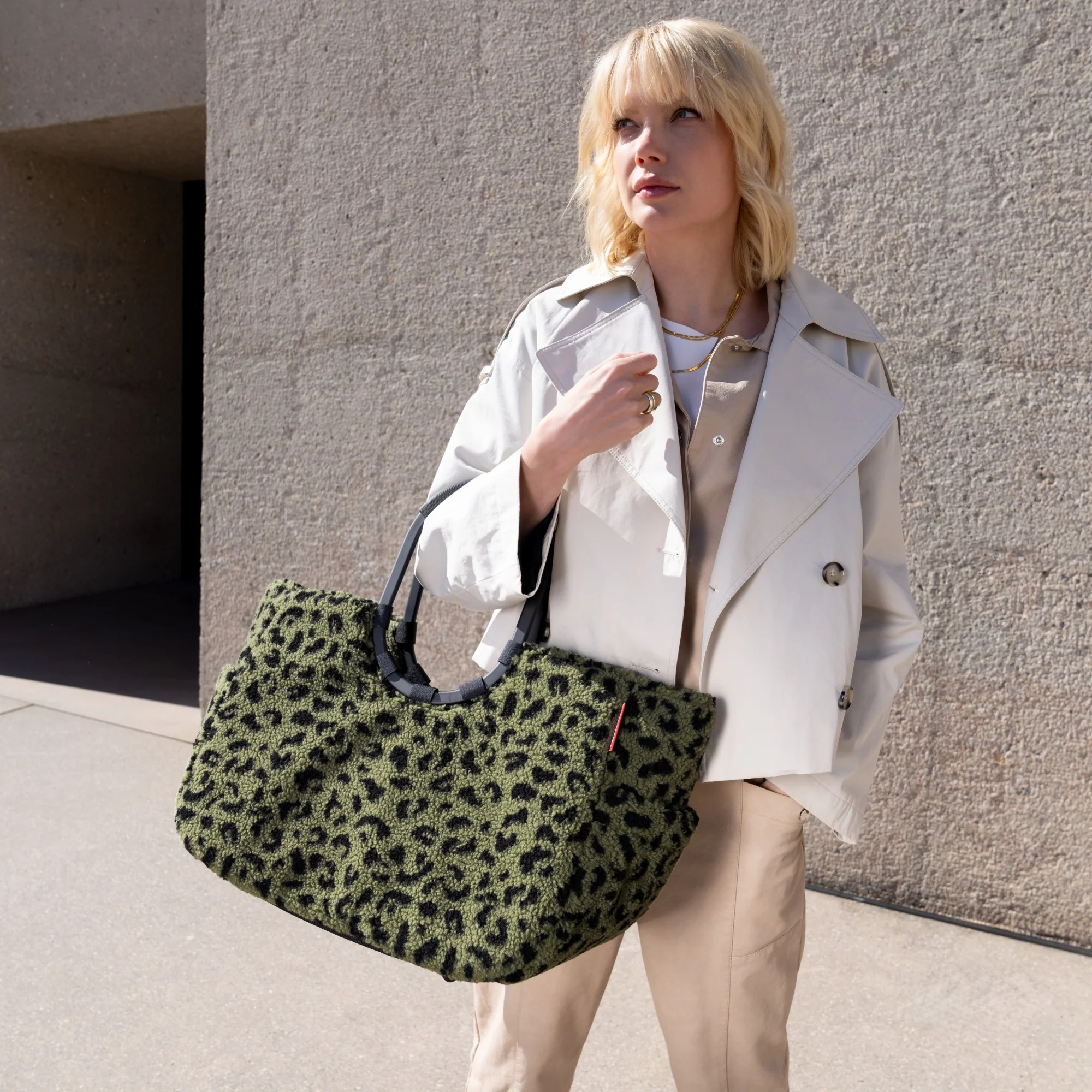 reisenthel shopping loopshopper L - Einkaufstasche mit Bügel 46 cm (teddy leo olive) - Image 6