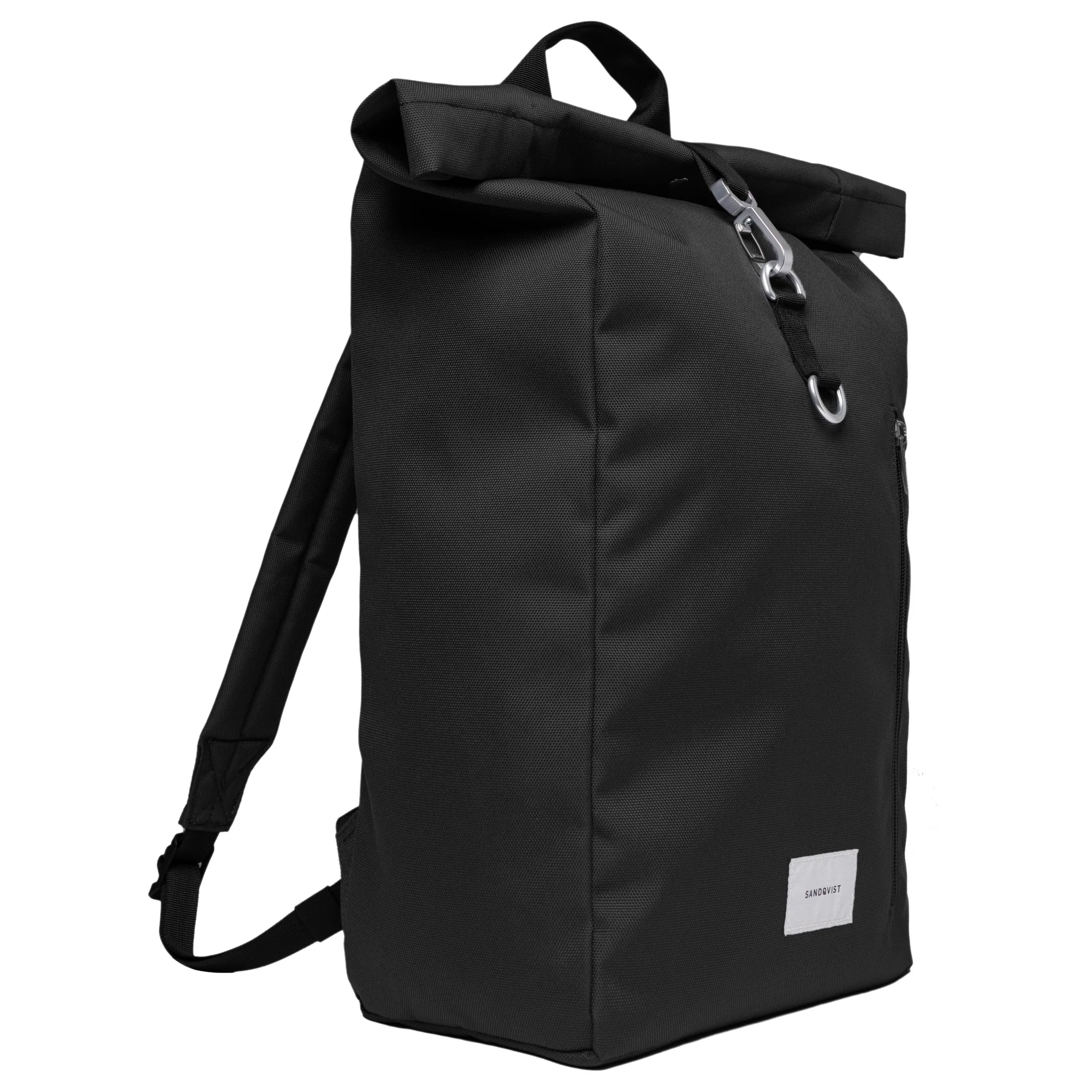 Sandqvist Icon Rolltop - Rucksack L 16" 65 cm erw. (black/ black with black leather) - Image 2