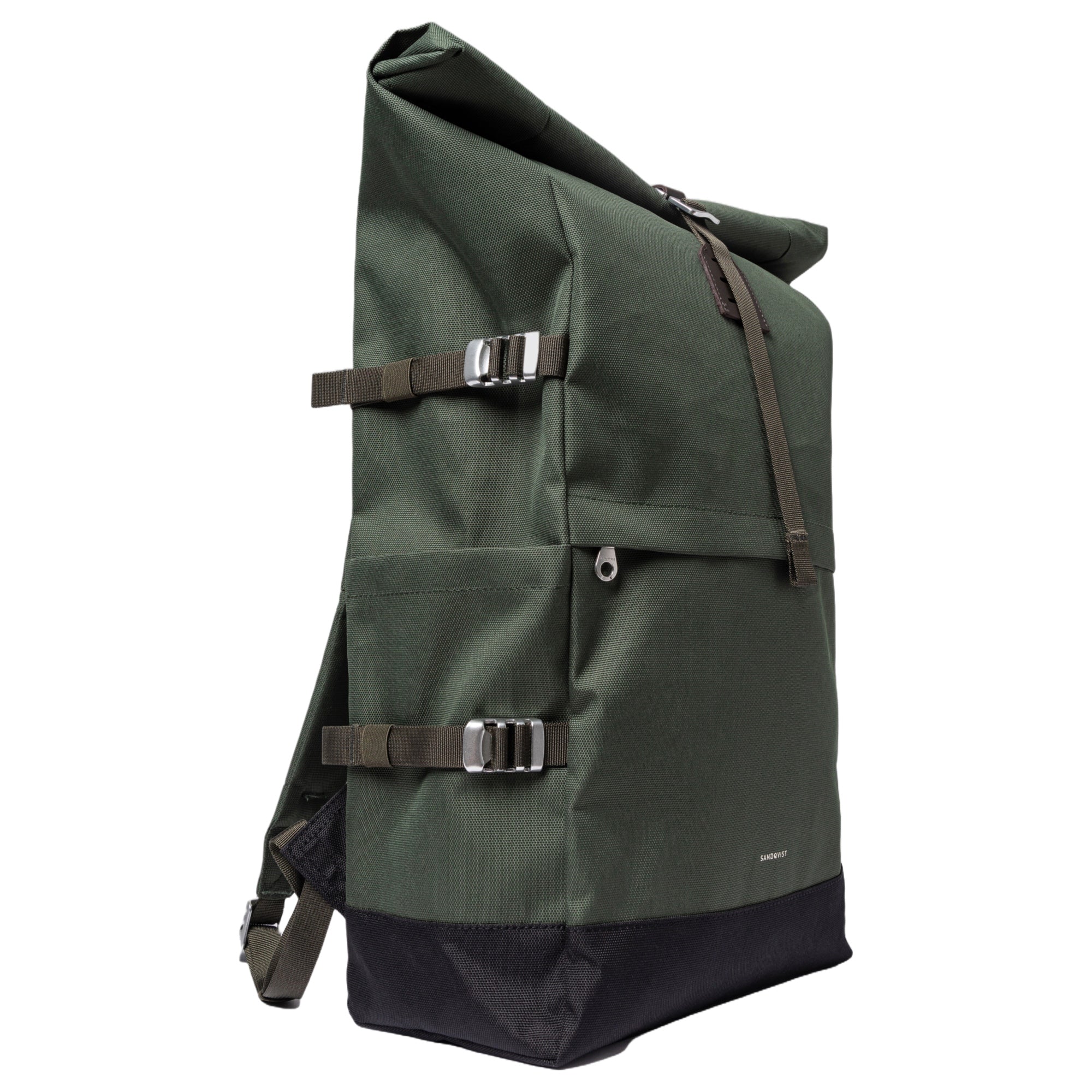 Sandqvist Icon Rolltop - Rucksack L 16" 65 cm erw. (dawn Green with dark brown leather) - Image 2