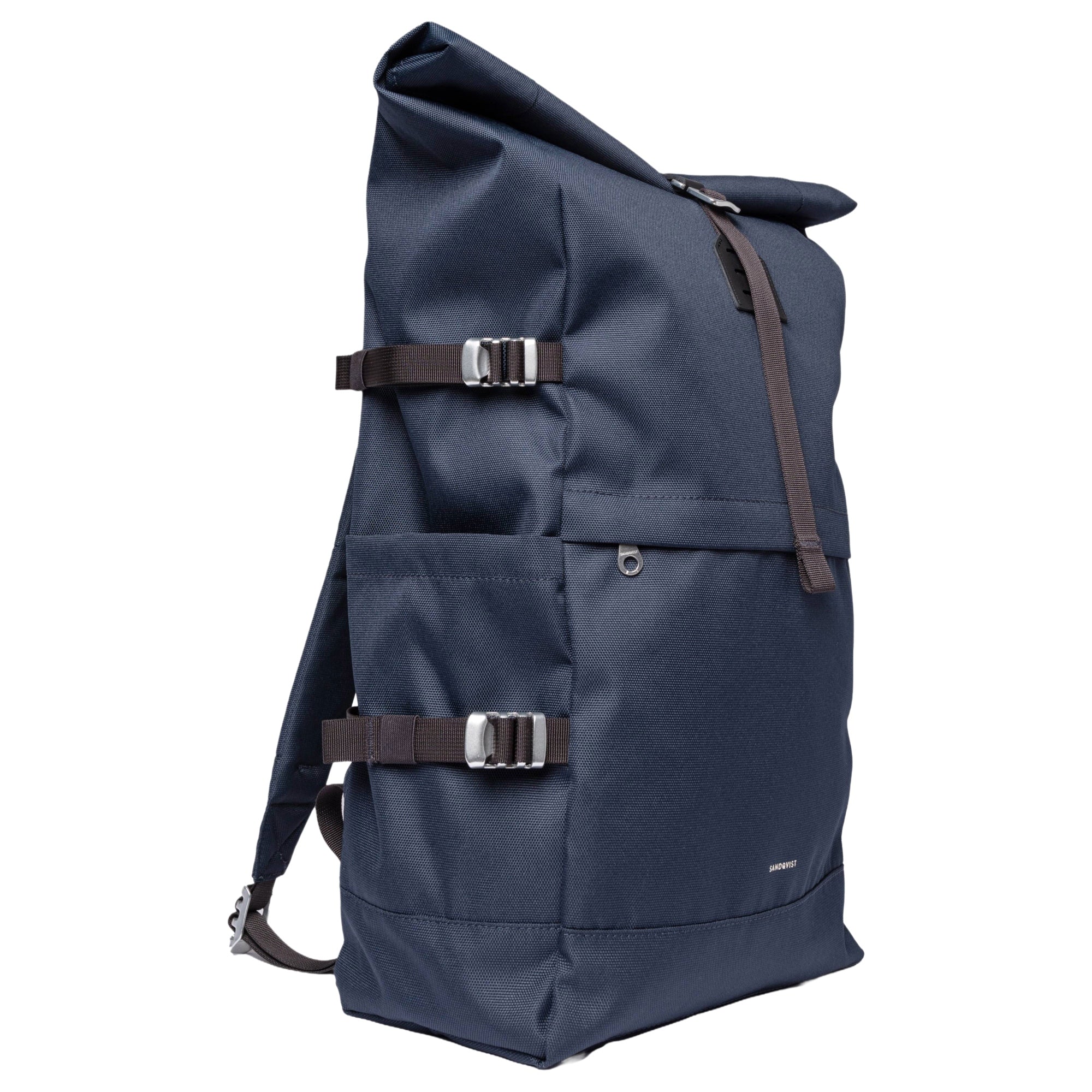 Sandqvist Icon Rolltop - Rucksack L 16" 65 cm erw. (navy with black leather) - Image 2