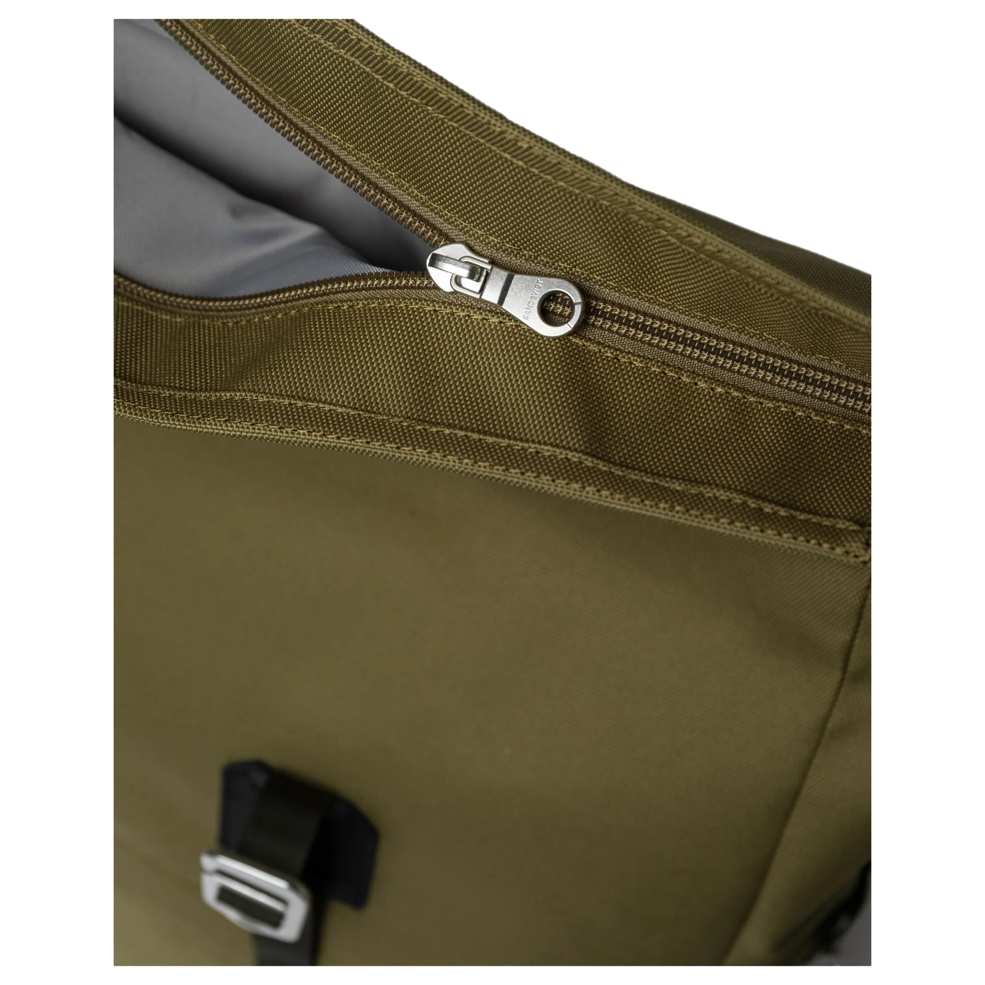 Sandqvist Icon Rolltop - Rucksack M 14" 60 cm (olive drab with black leather) - Image 5
