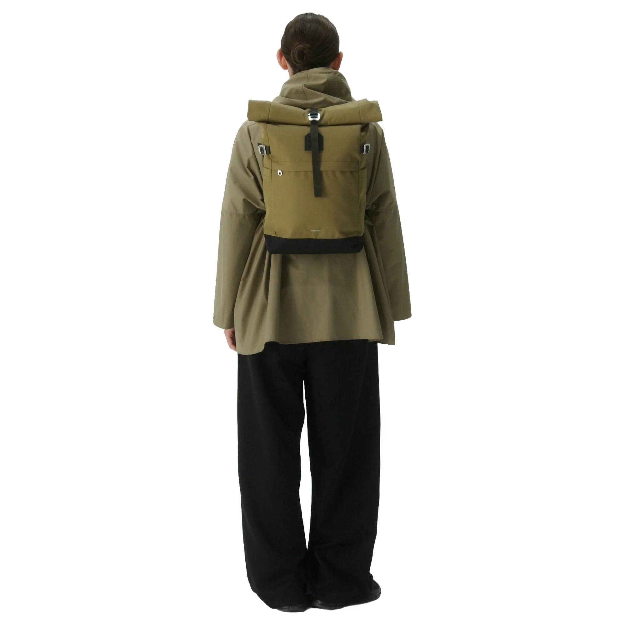 Sandqvist Icon Rolltop - Rucksack M 14" 60 cm (olive drab with black leather) - Image 7