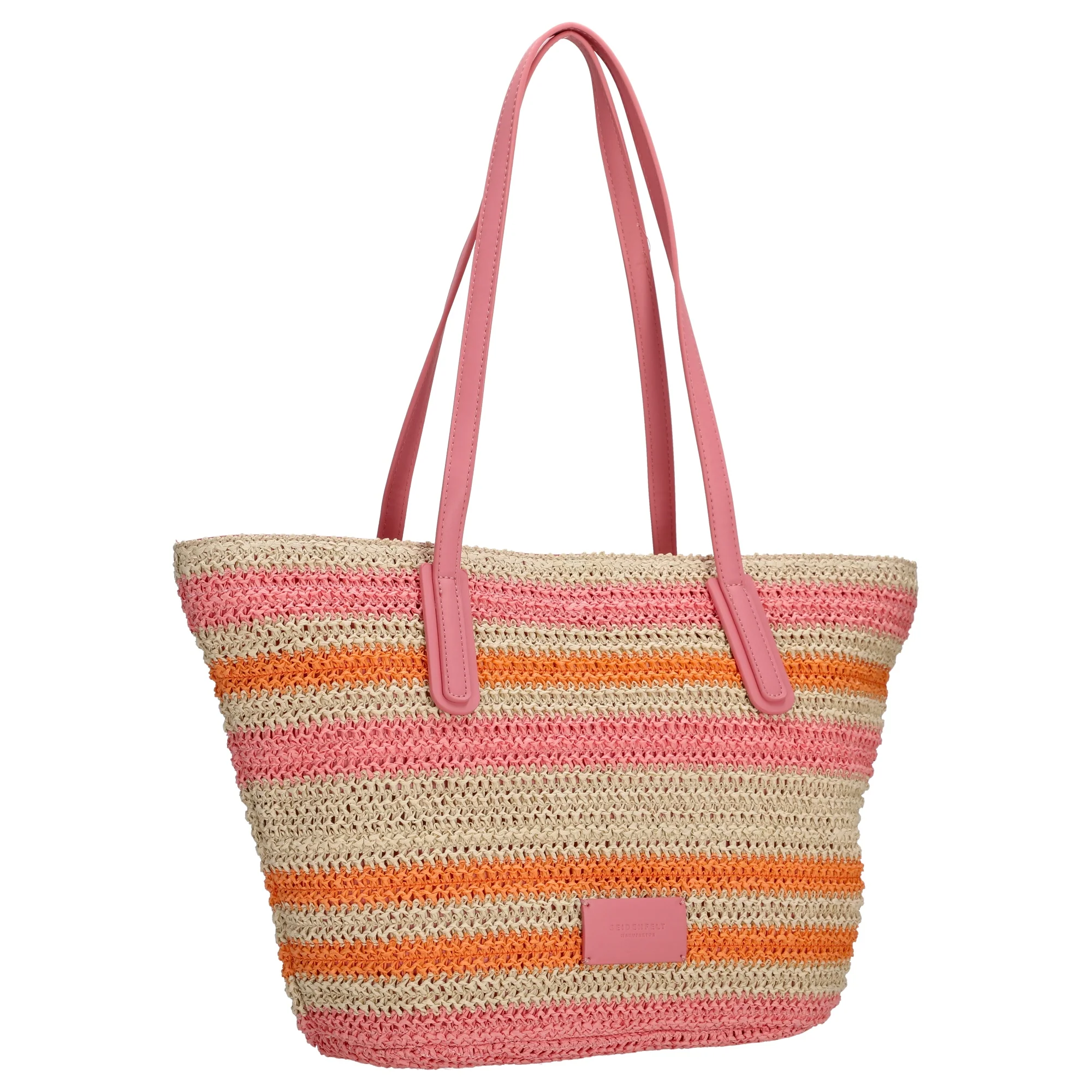 Seidenfelt Savonlinna - Shopper 47 cm (natural straw with pink&orange stripes) - Image 5