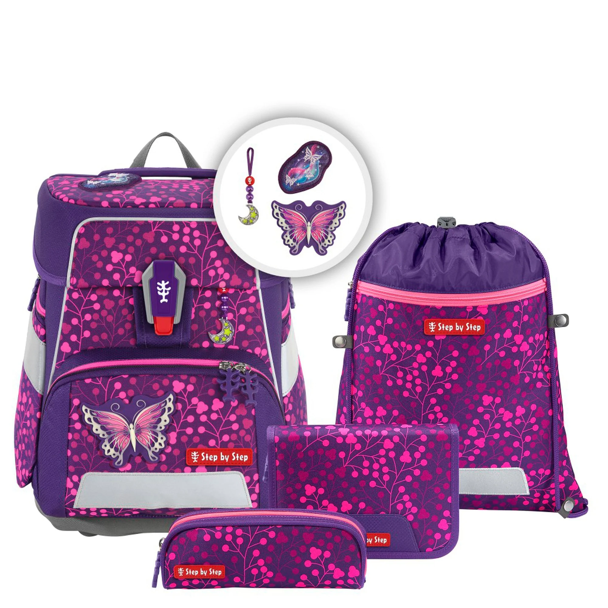 Step by Step Space Shine - Schulranzen Set 5tlg. (Butterfly Night Ina)