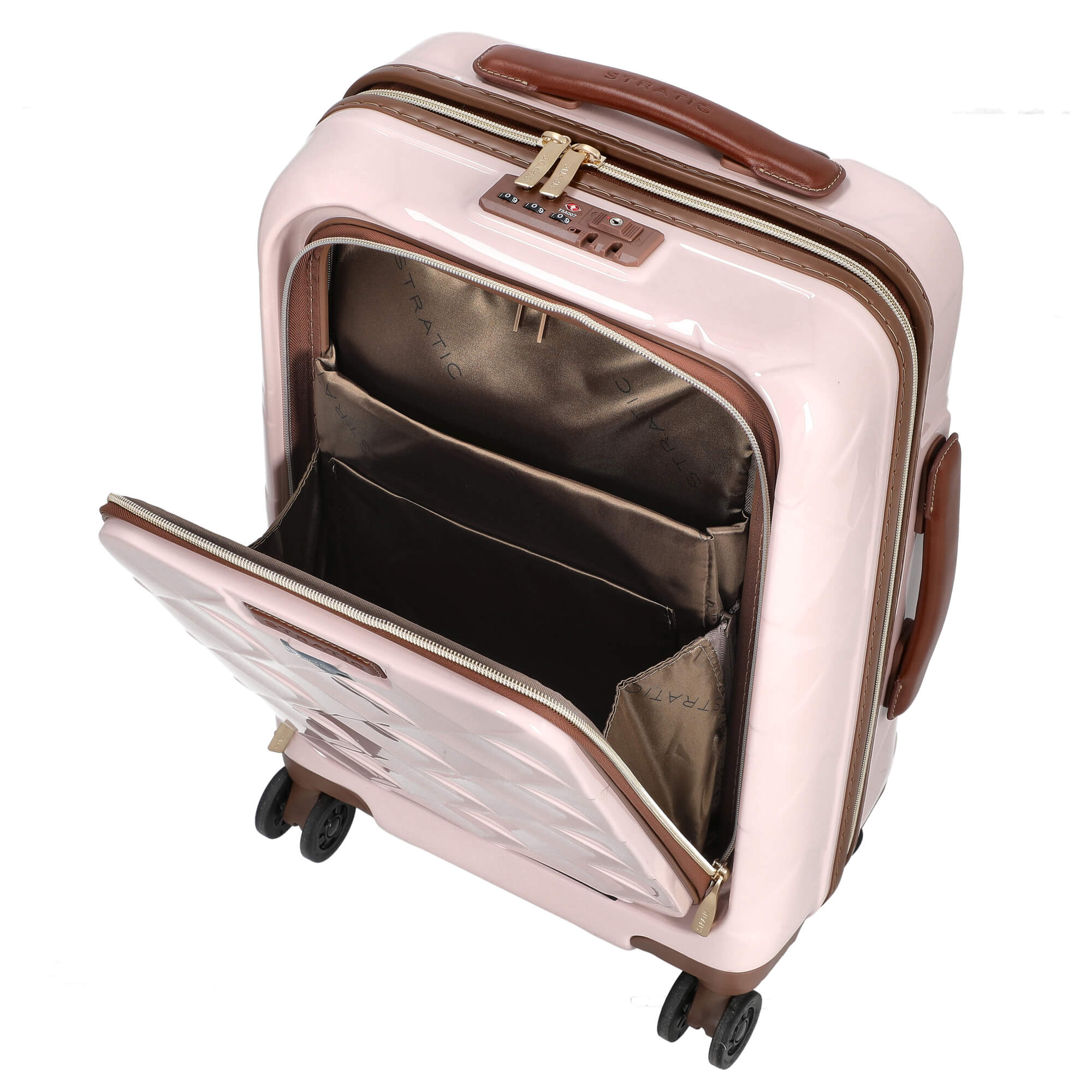 Stratic Leather and More - 4-Rollen-Kabinentrolley Vortasche 15" 55 cm S (rose) - Image 6