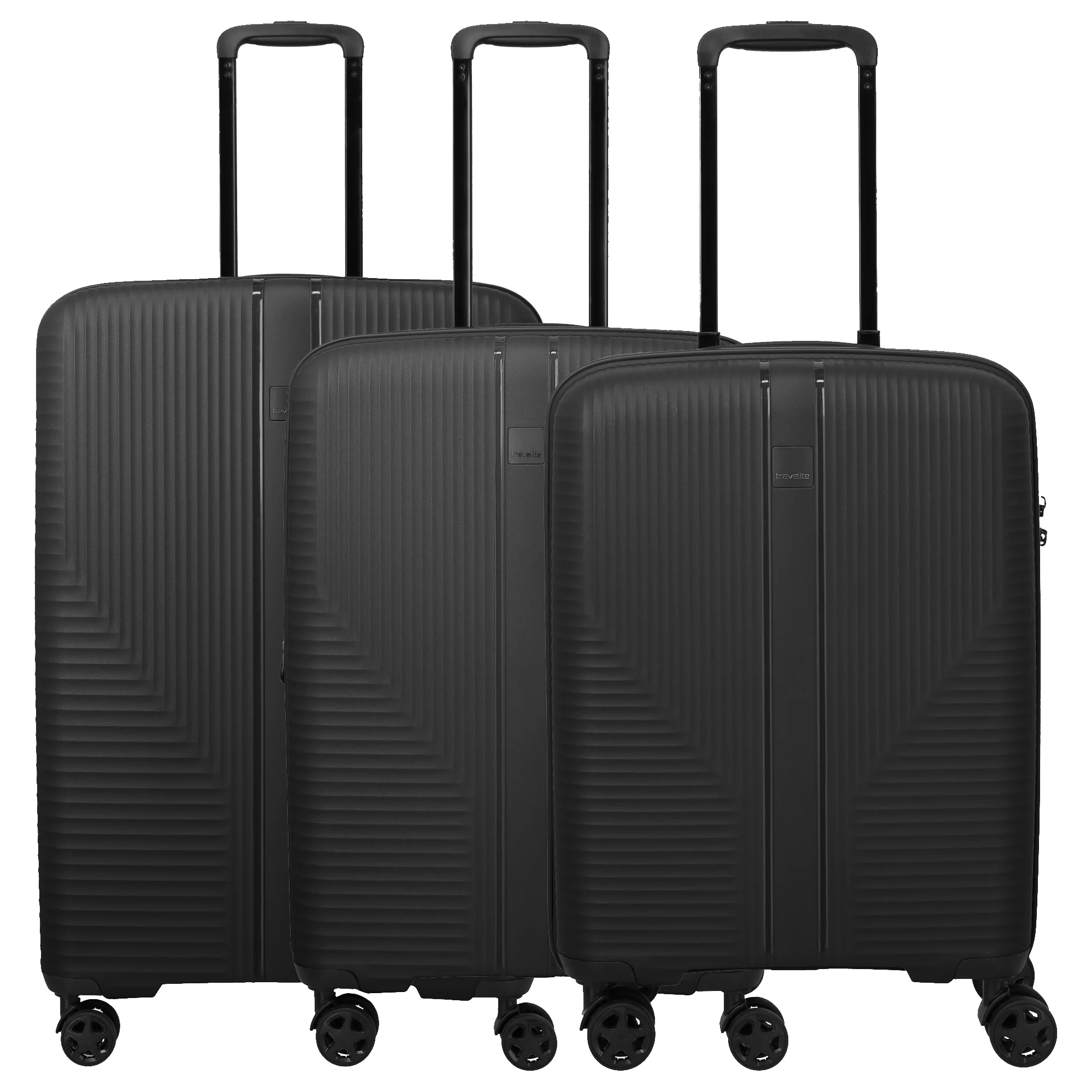 Travelite Air Stripe - 4-Rollen-Trolley Set 3 tlg. (black, Set 3tlg.)