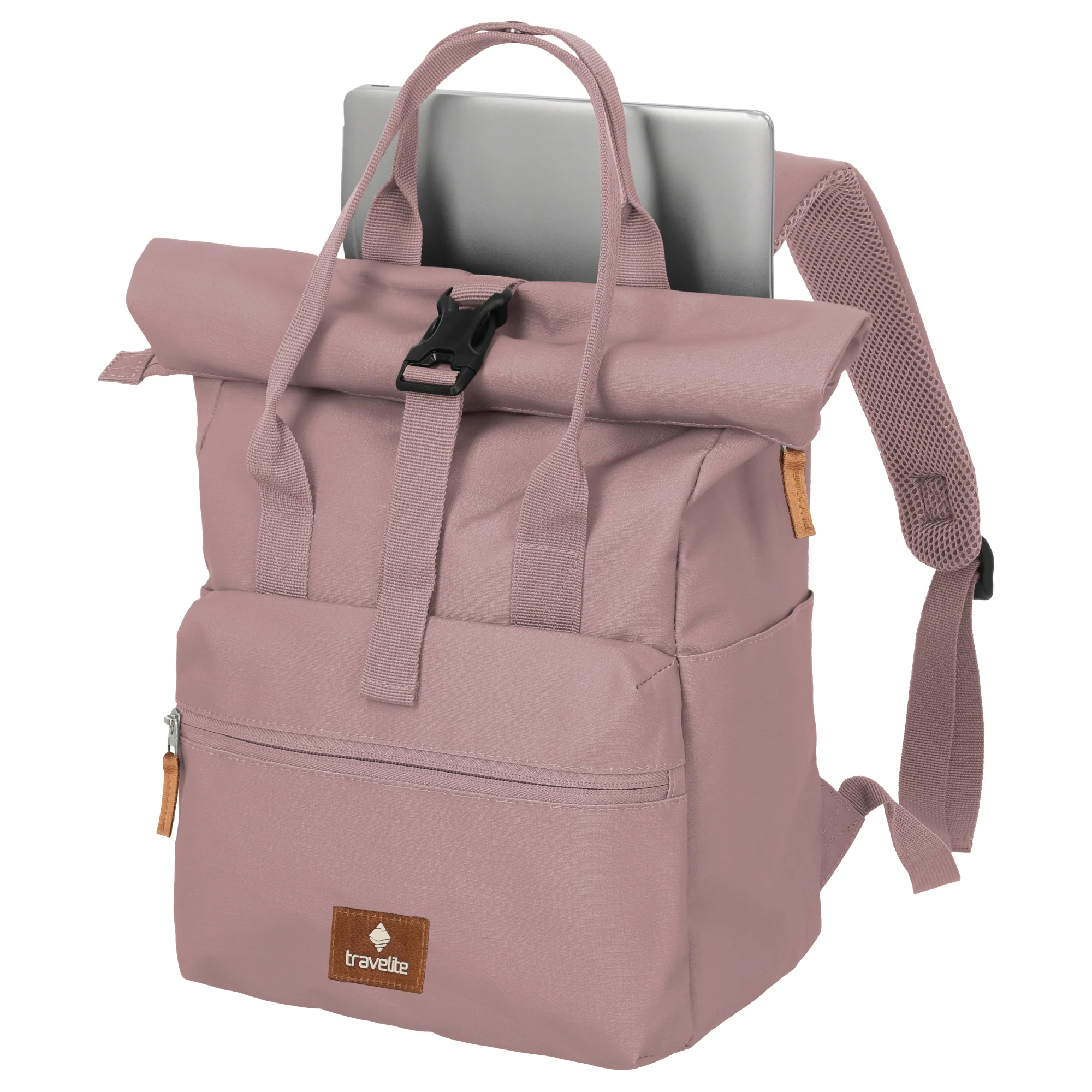 Travelite Basics Short Handle - Rolltop Rucksack 46 cm (smokey rose) - Image 7
