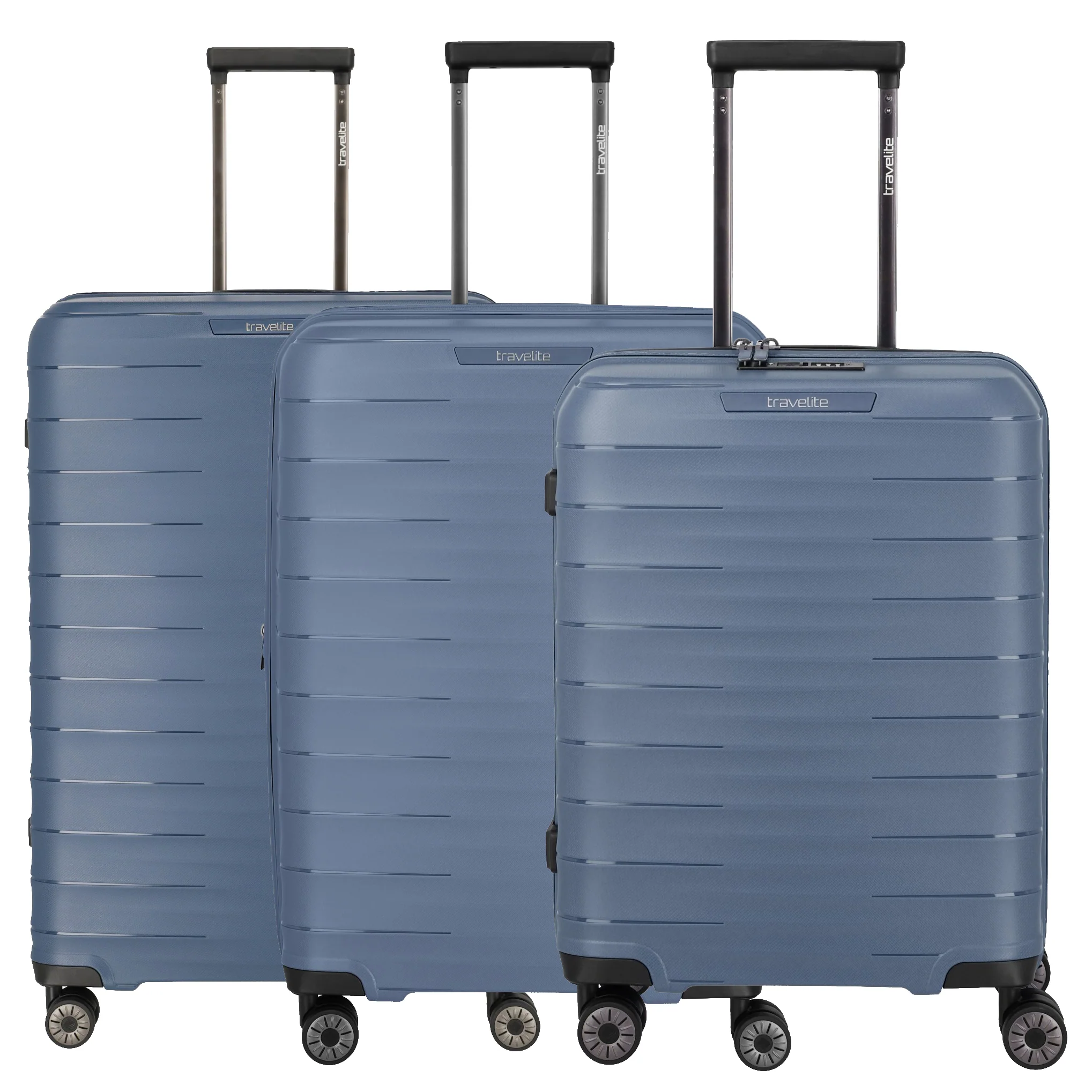 Travelite Mooby - 4-Rollen-Trolley Set L/M/S 3tlg. erw. (marine)